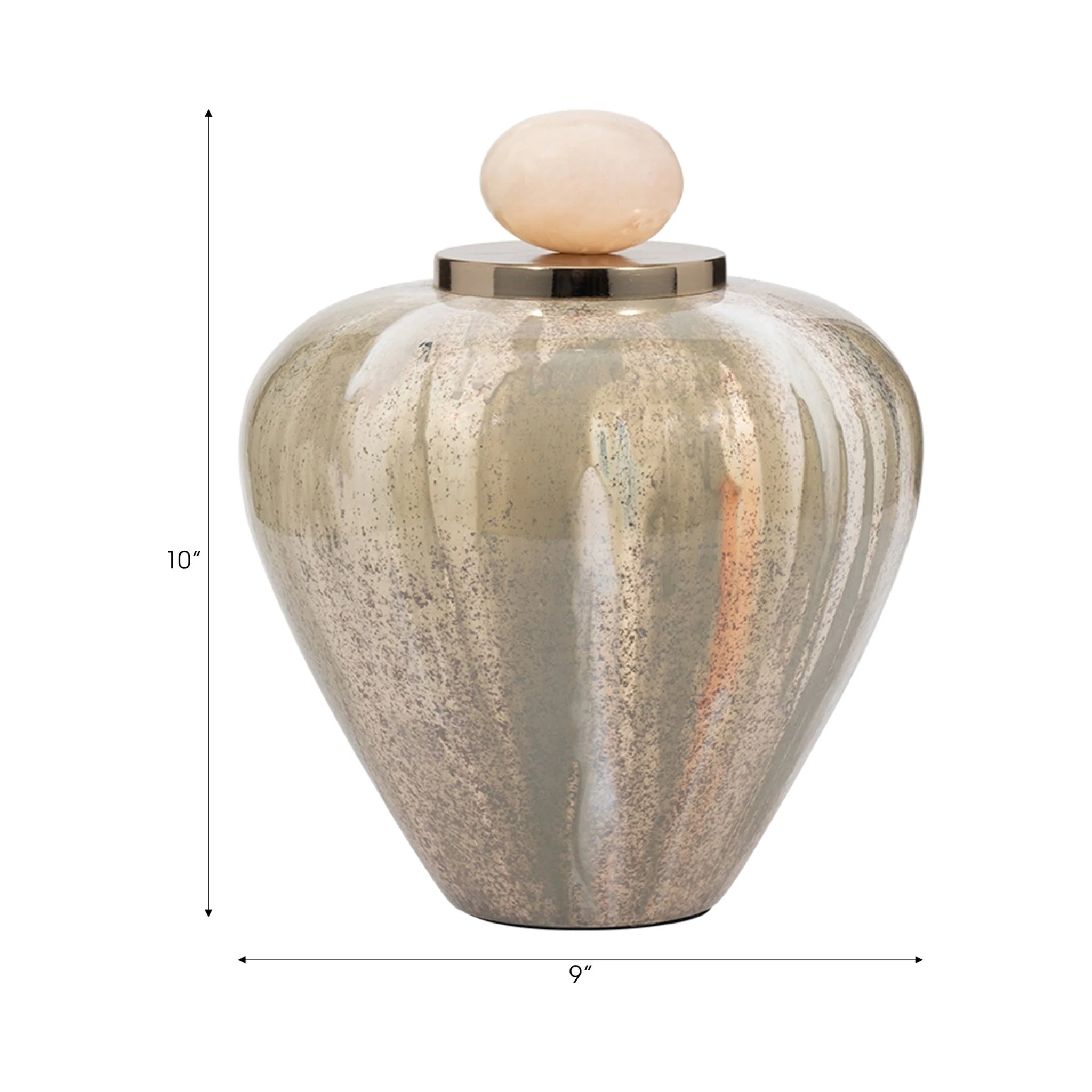 Glass, 10" Temple Vase W/ Resin Topper, Blush/gree - Image 7