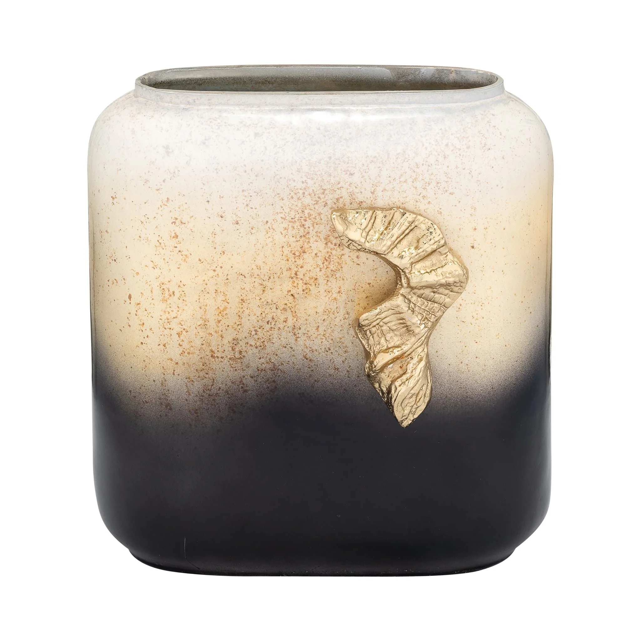 Glass,10",vase W/wing Handle,champagne/blk