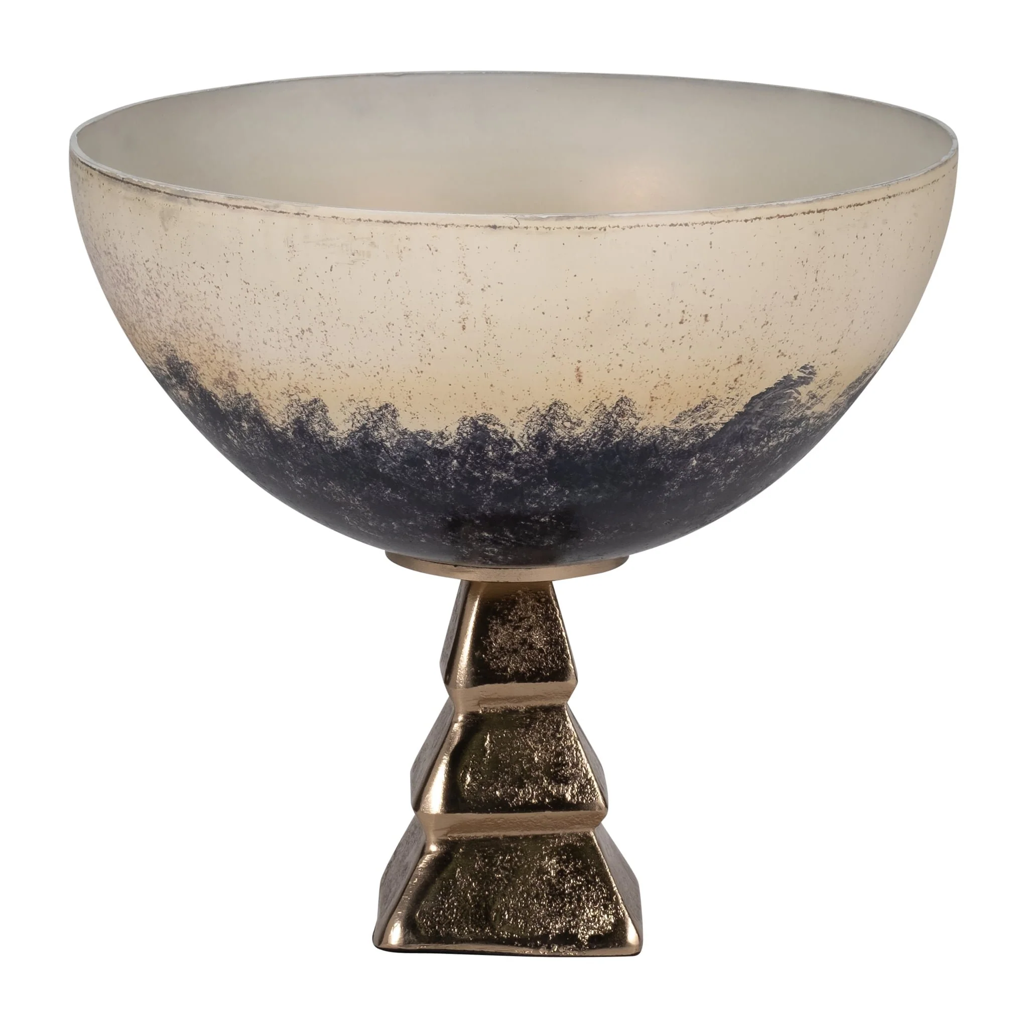 Glass, 11" Bowl W/ Stand, 2-tone White