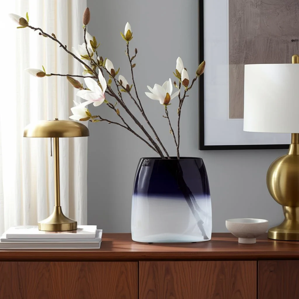 Glass, 11" Ombre Vase, Blue - Image 12