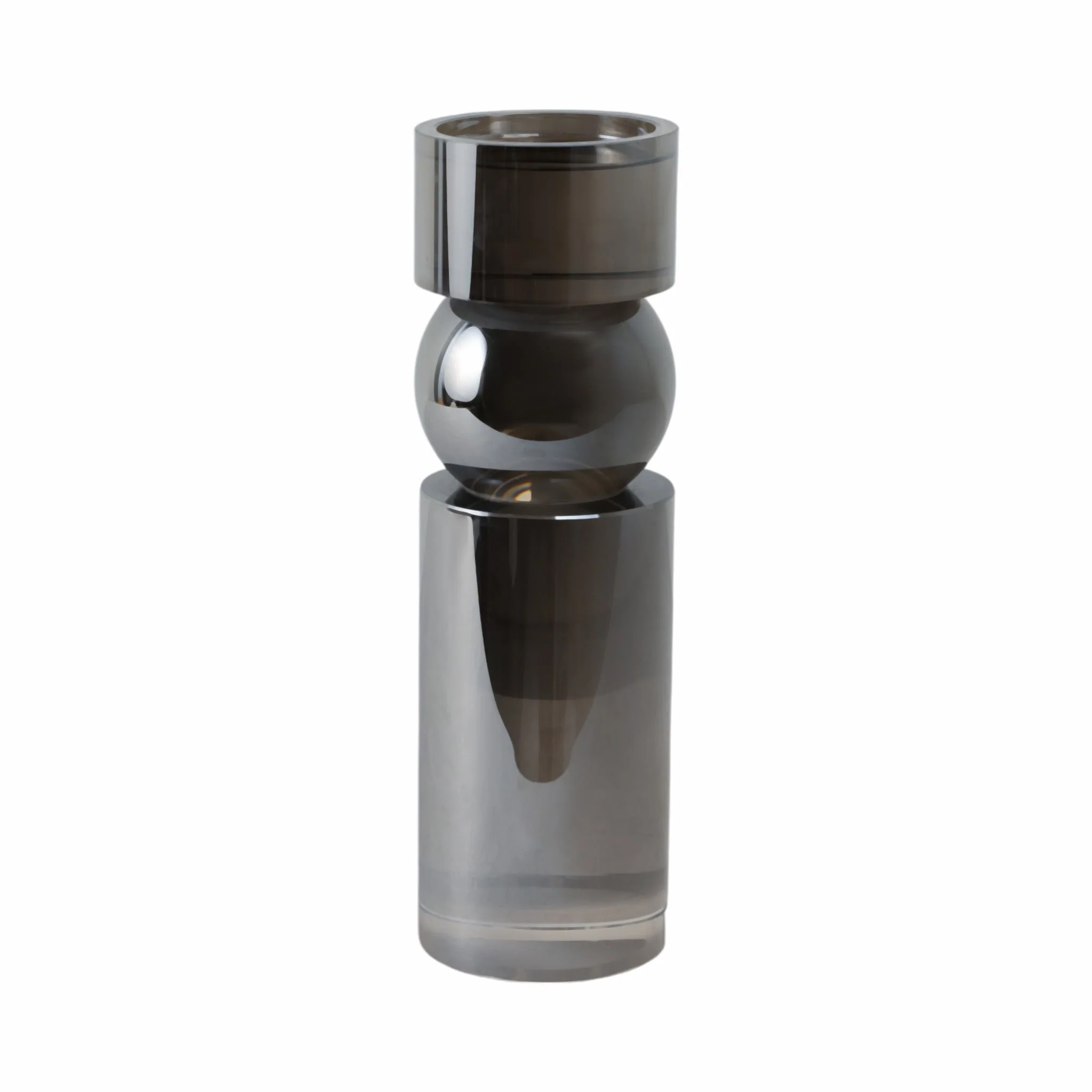 Glass 11"h Pillar Candle Holder, Smoke - Image 3