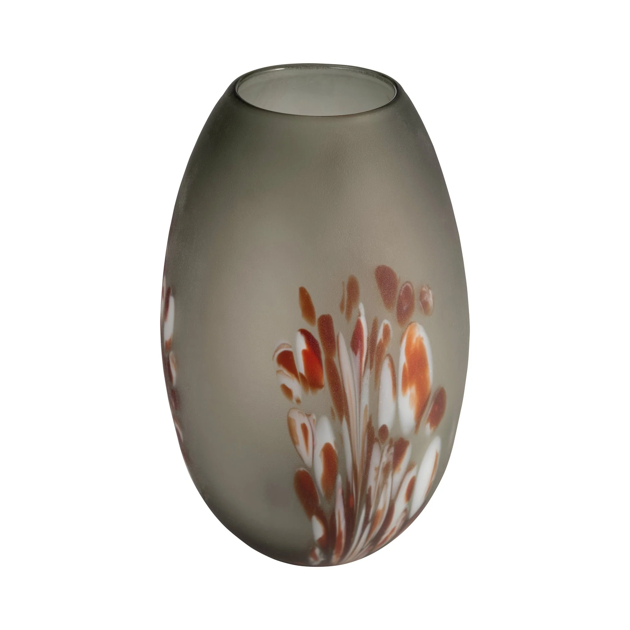 Glass, 12''h, Frosted Vase With Red Detail-gray - Image 5
