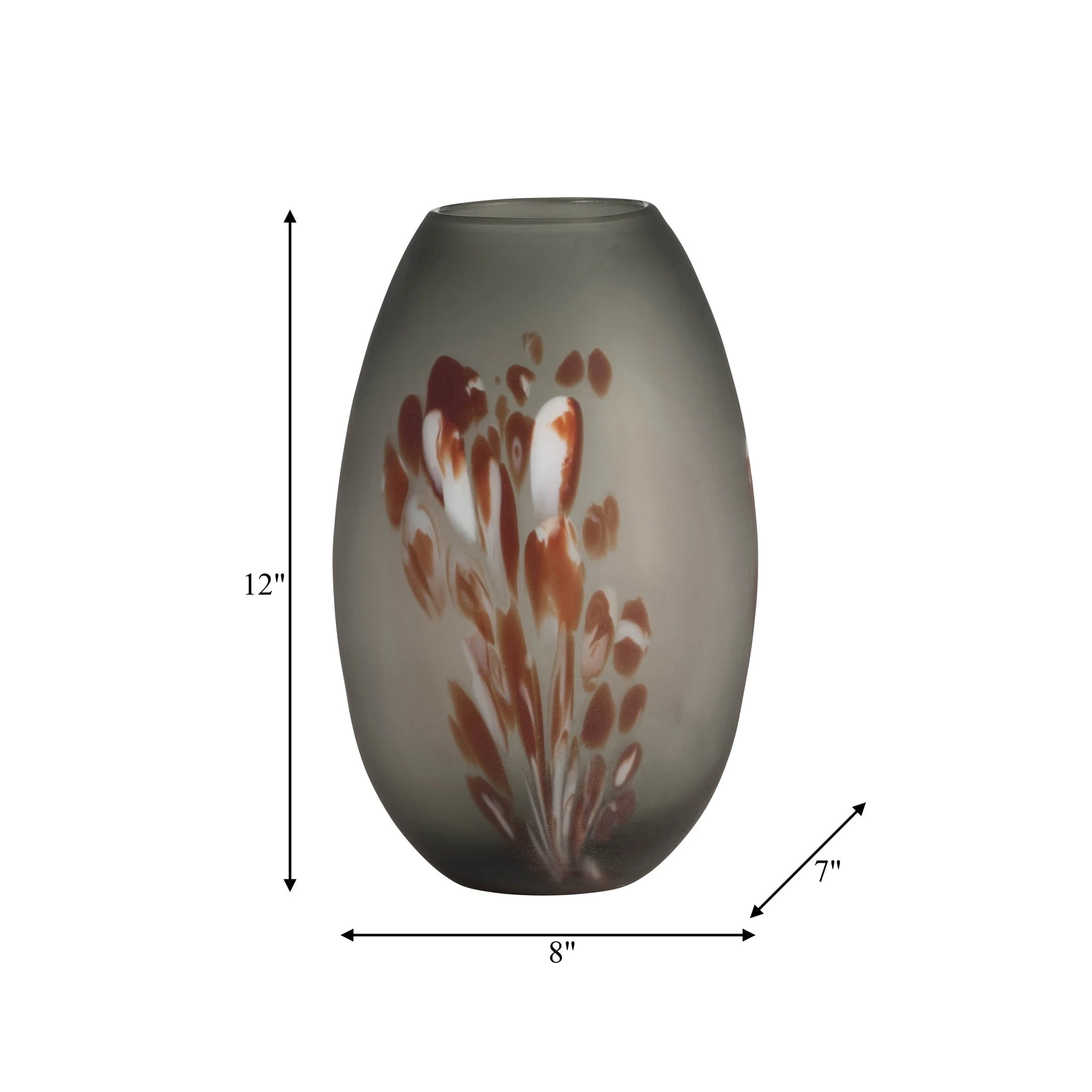 Glass, 12''h, Frosted Vase With Red Detail-gray - Image 8