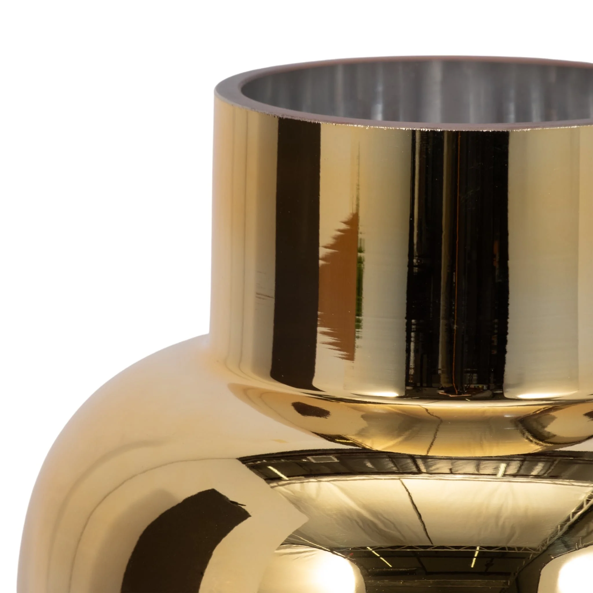 Glass 12"h Metallic Vase, Pink/gold - Image 4