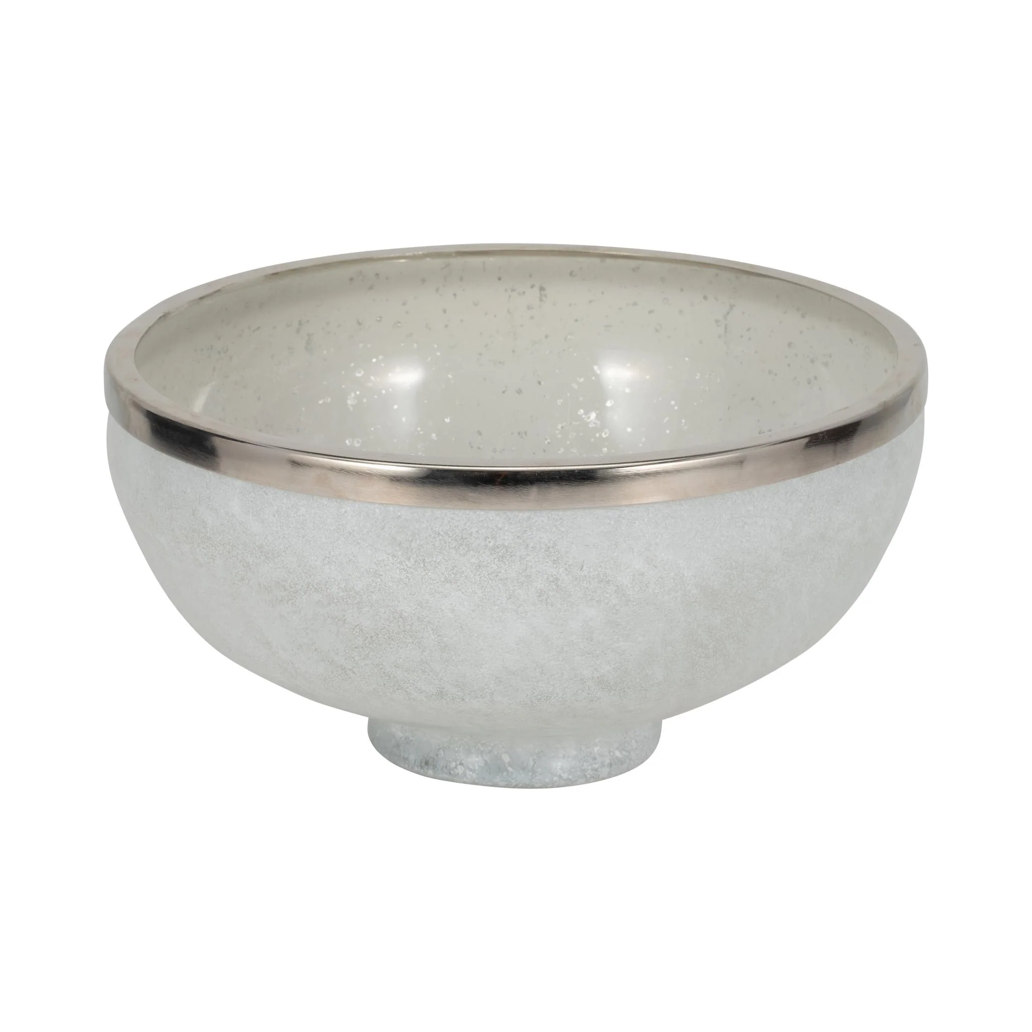 Glass,13",bowl W/ring Deco,white