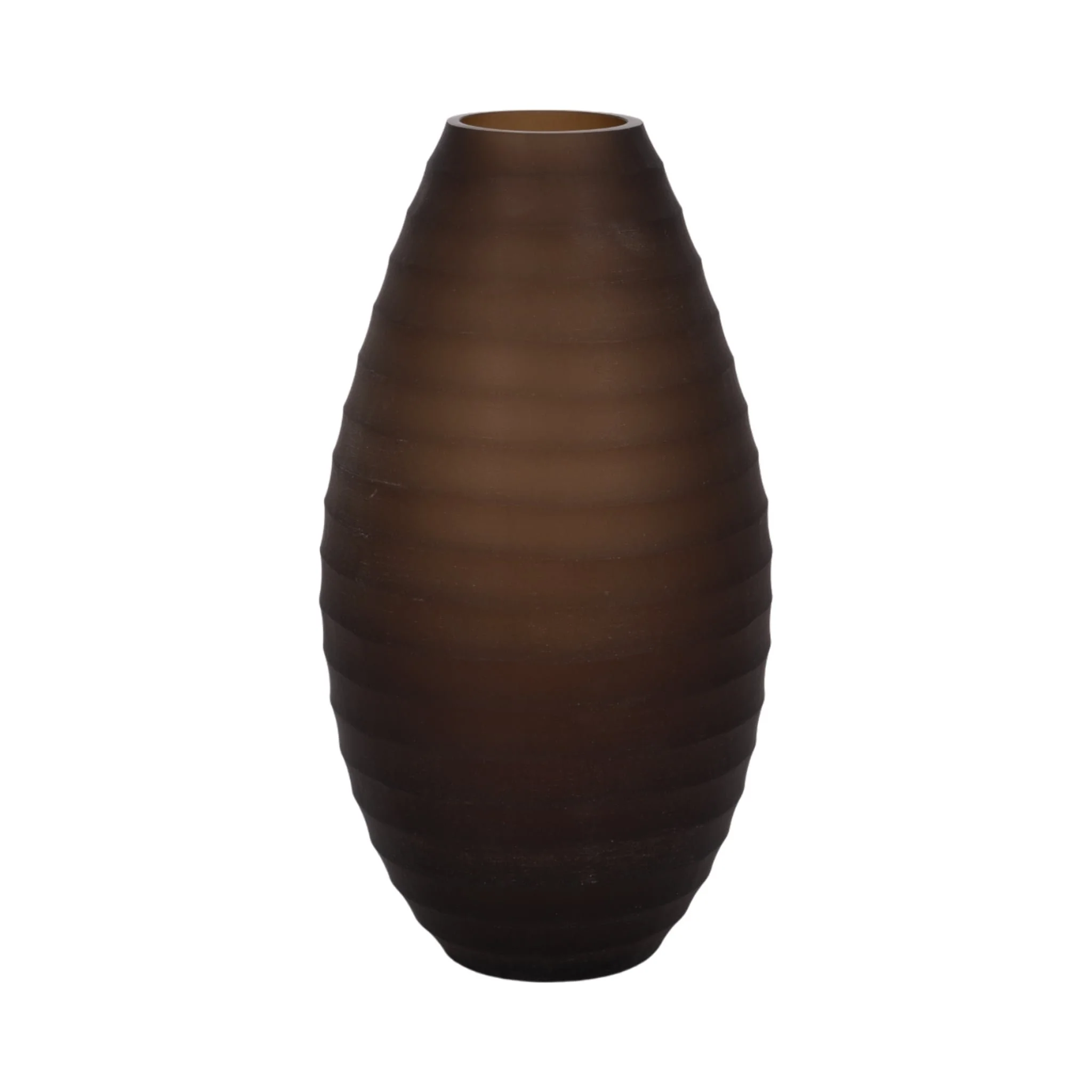 Glass, 13" Ridged Urn Vase, Champagne