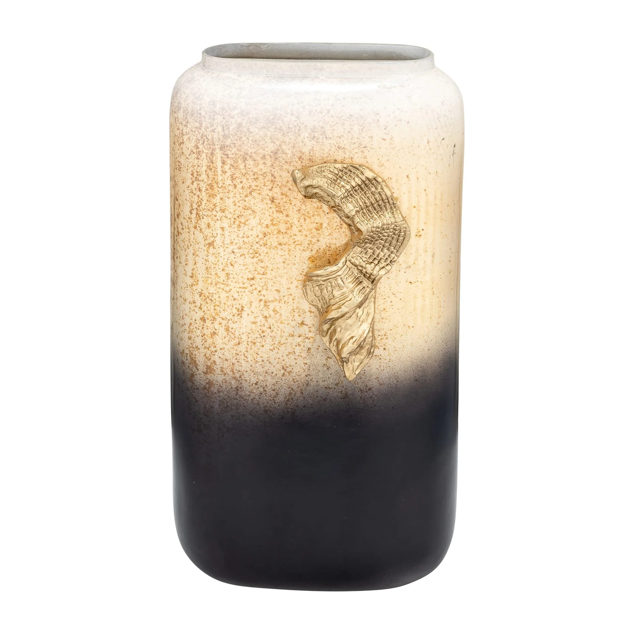 Glass,13",vase W/wing Handle,champagne/blk