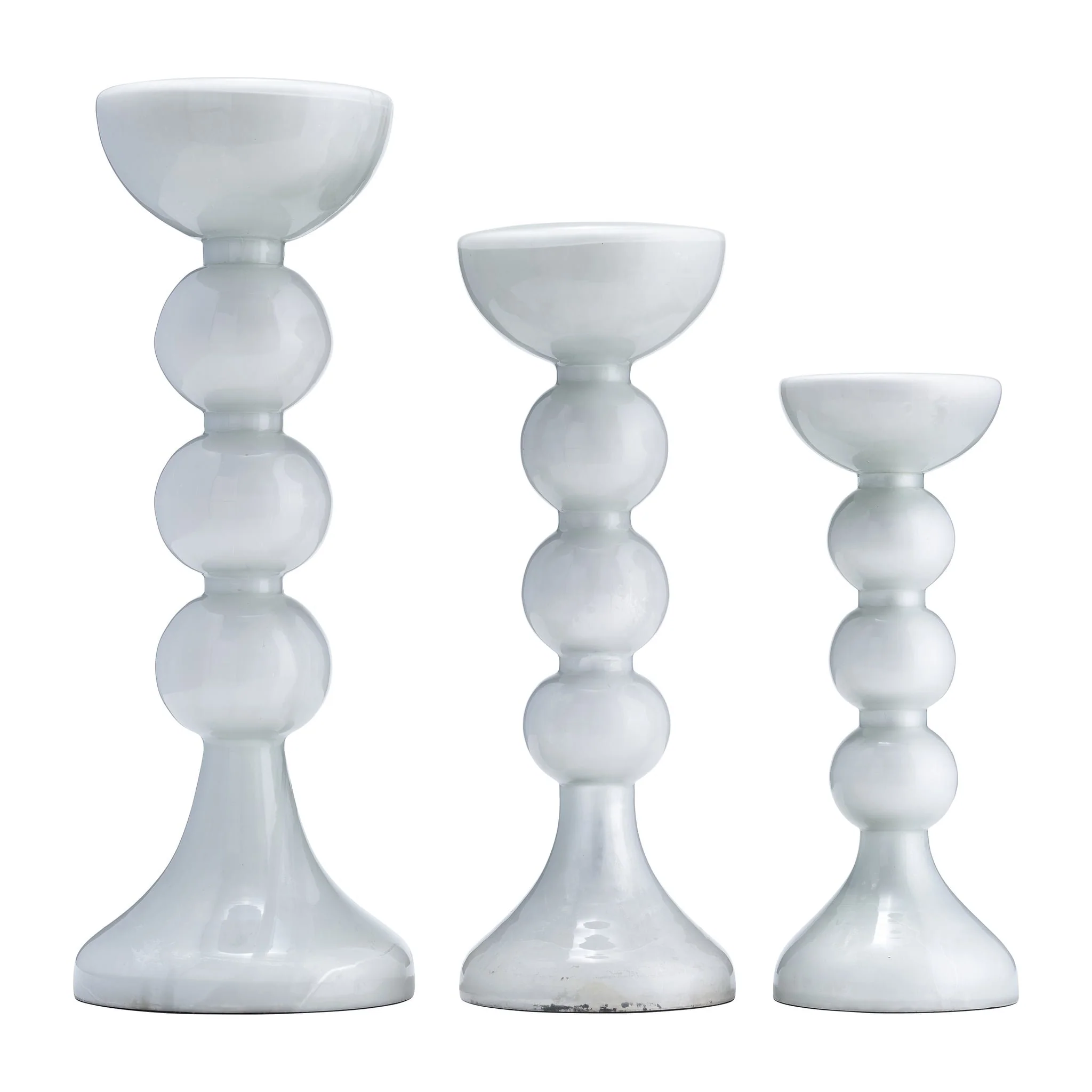 Glass, 13"h, Bubbly Candle Holder, Wht Enam - Image 5