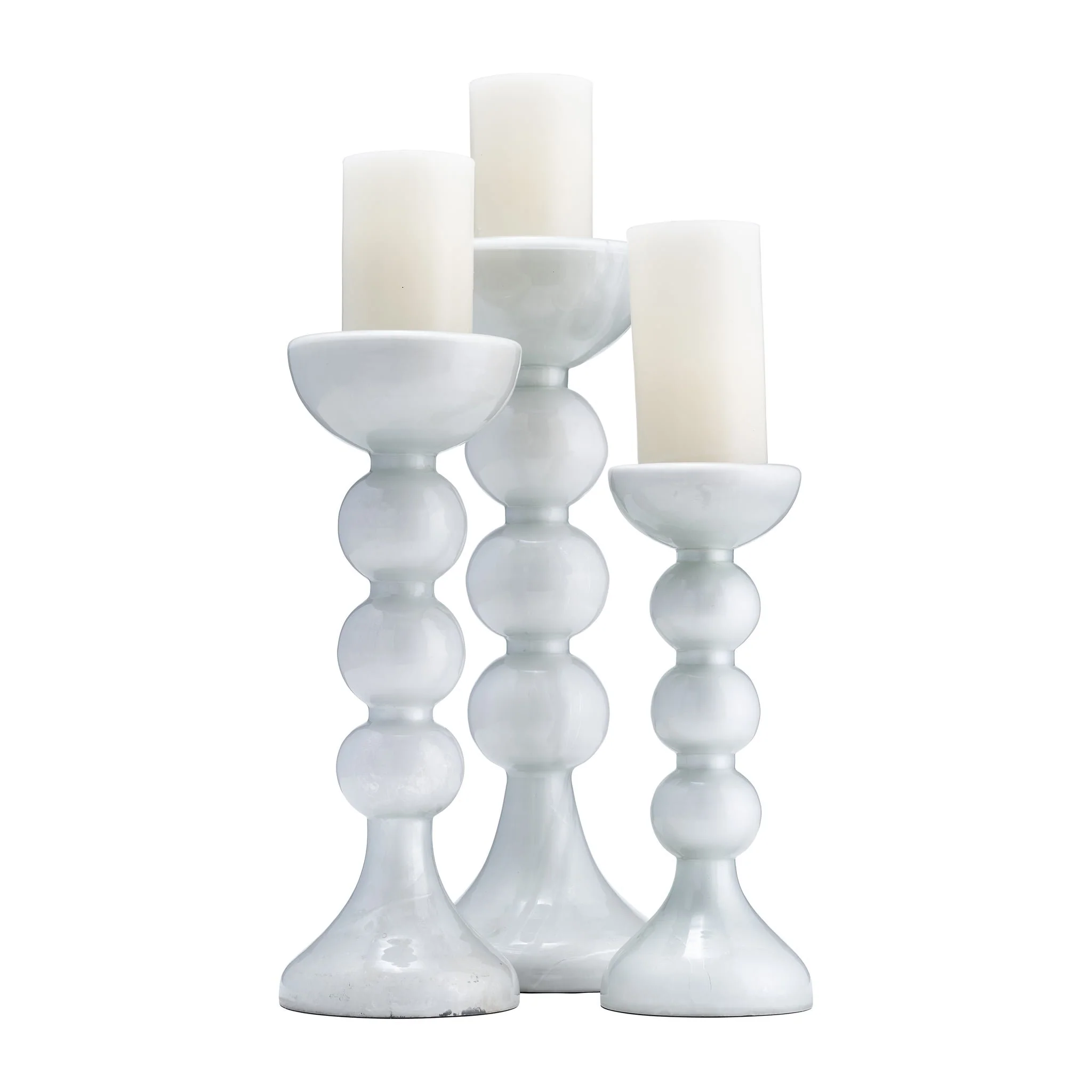 Glass, 13"h, Bubbly Candle Holder, Wht Enam - Image 6