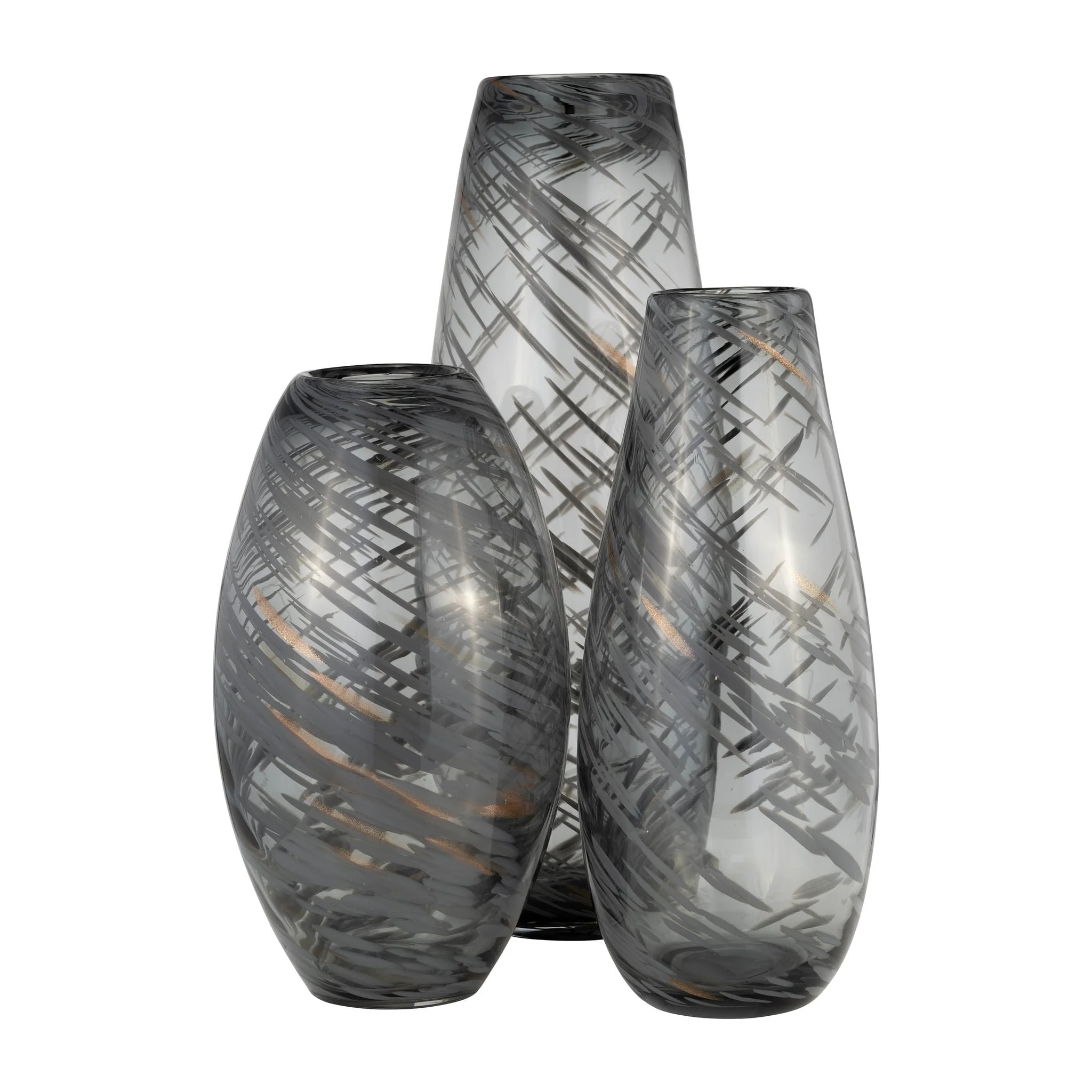 Glass, 13"h Swirl Vase, Black - Image 8