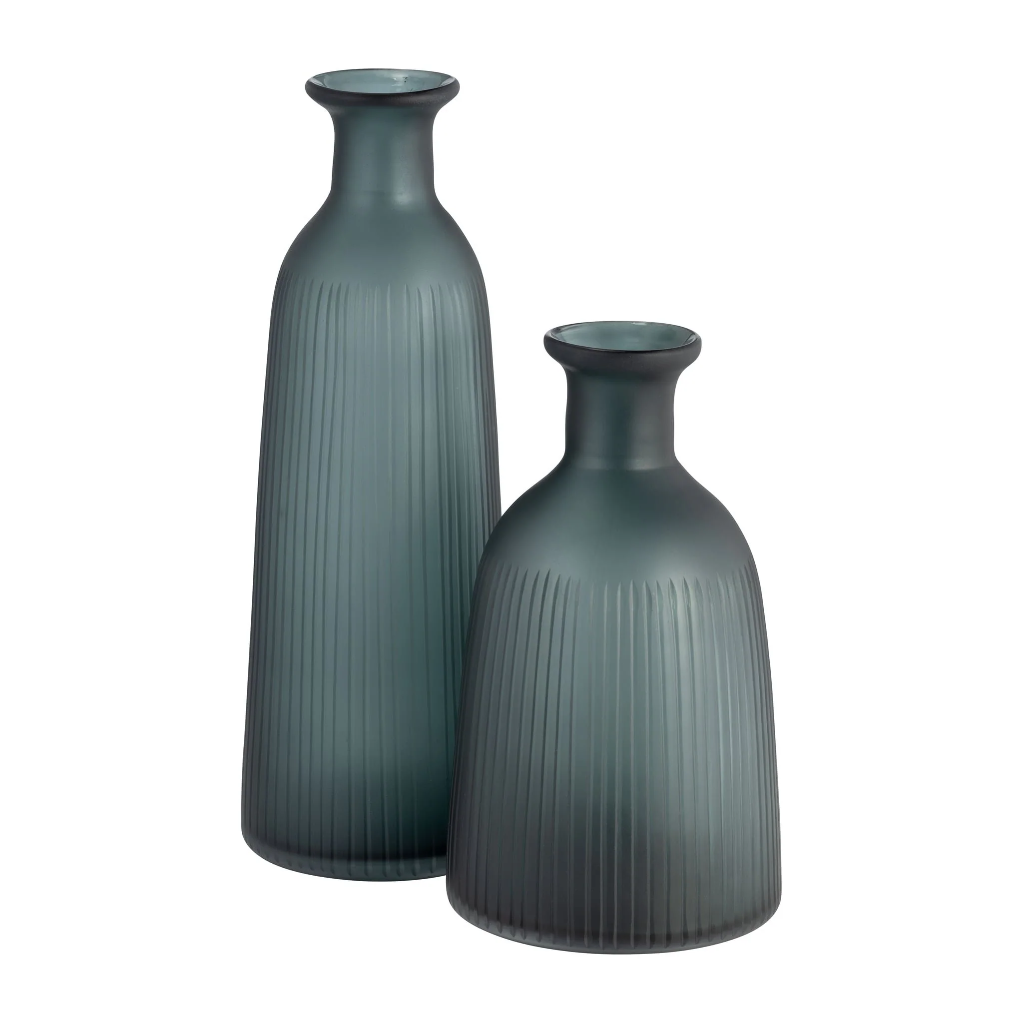 Glass, 13"h Vase W/ Lid, Blue/gray - Image 6