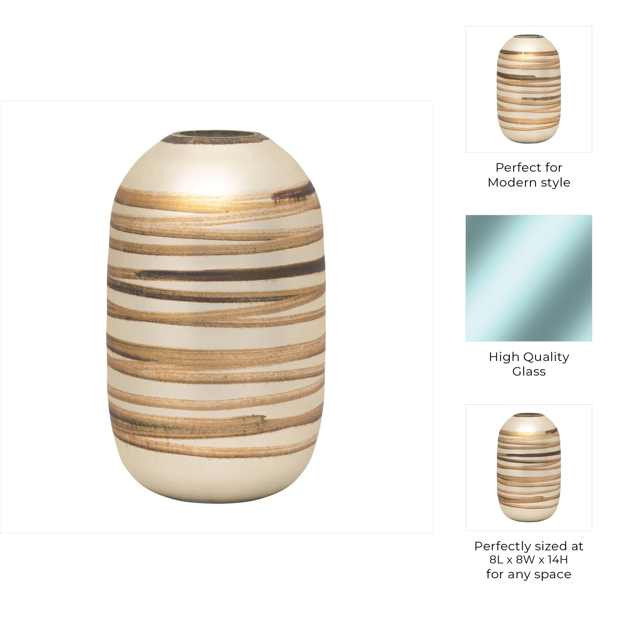 Glass, 14" Antique Ring Vase, Gold - Image 10