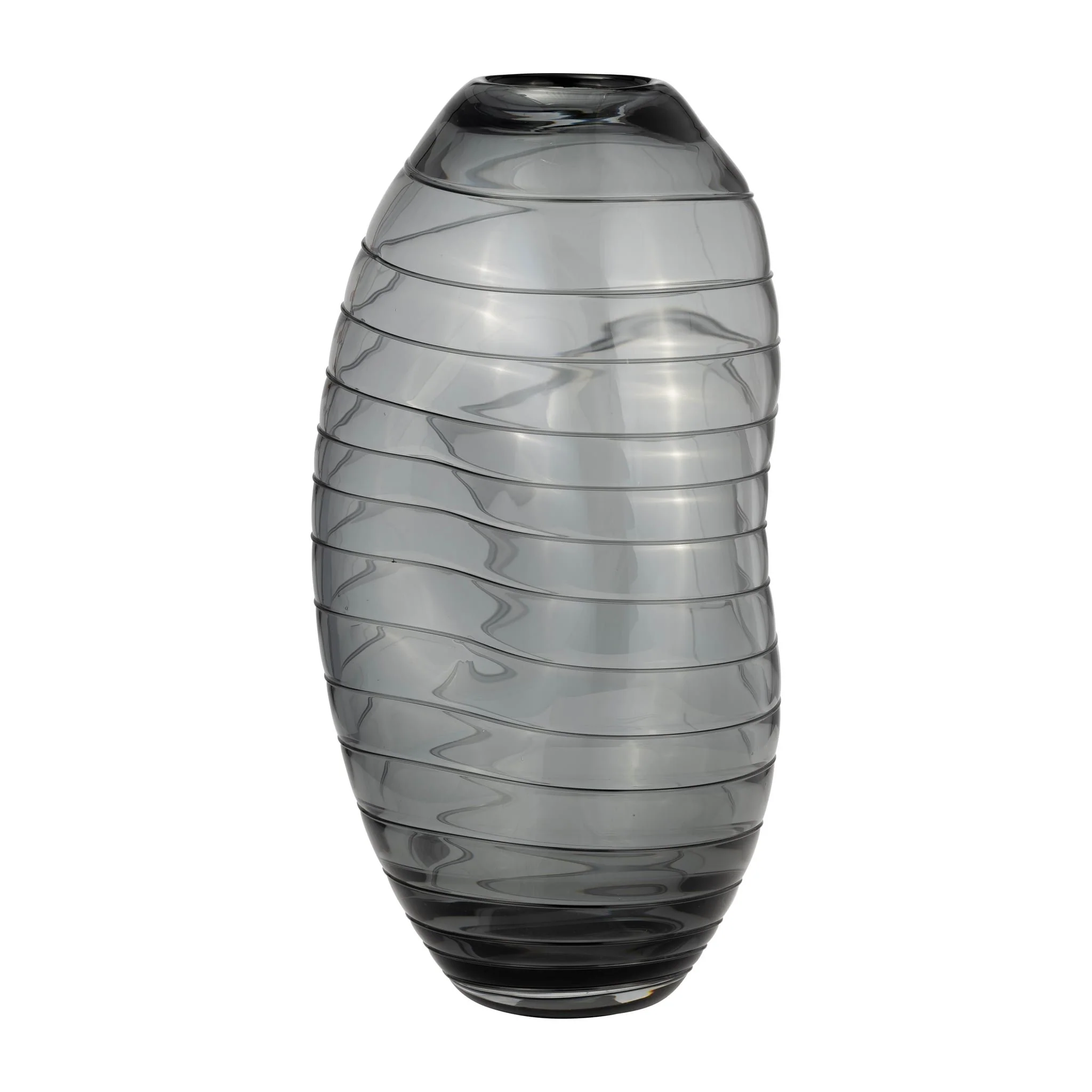 Glass, 14"h Pinched Vase, Smoke - Image 2