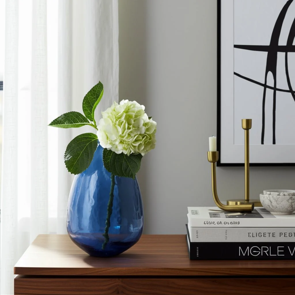 Glass, 15" Balloon Vase, Blue - Image 11