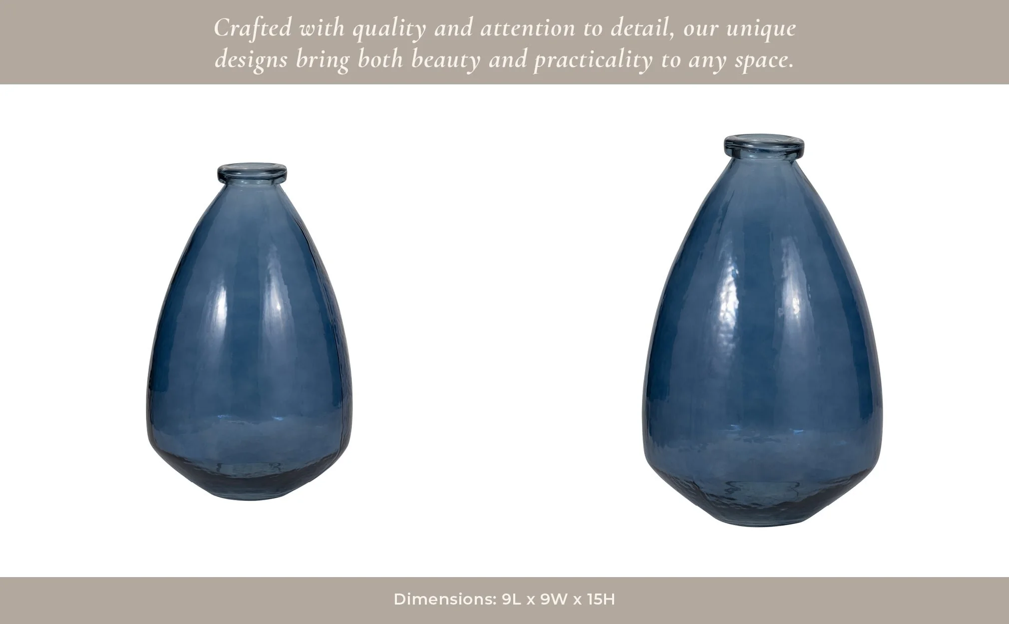 Glass, 15" Balloon Vase, Blue - Image 14