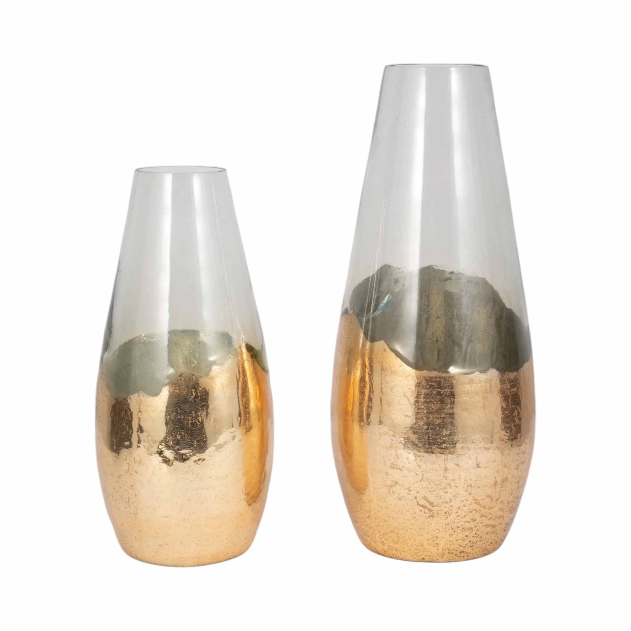 Glass, 15" Gold Dipped Vase, Clear - Image 7