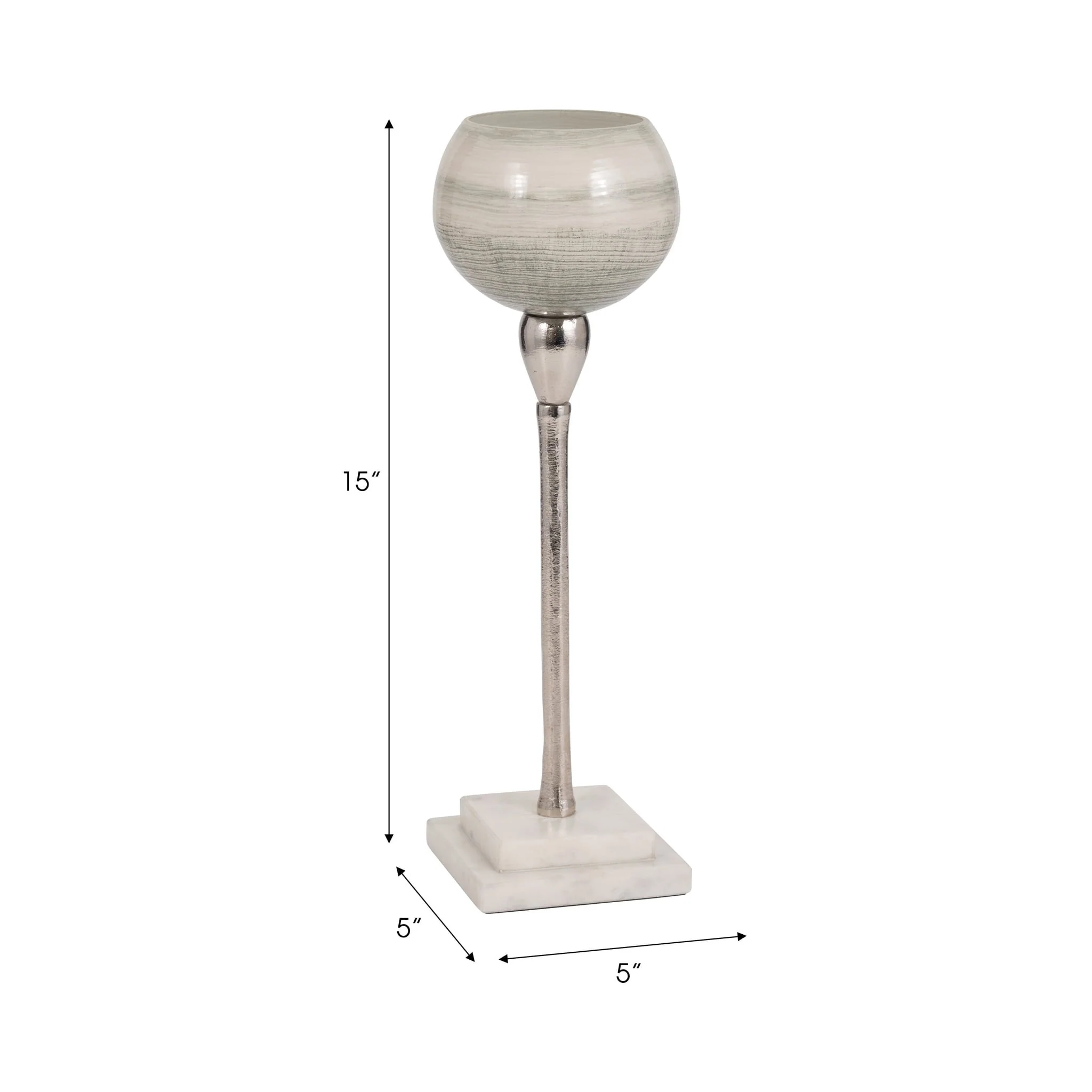 Glass, 15" Votive Holder W Marble Stand, Sage/silv - Image 8