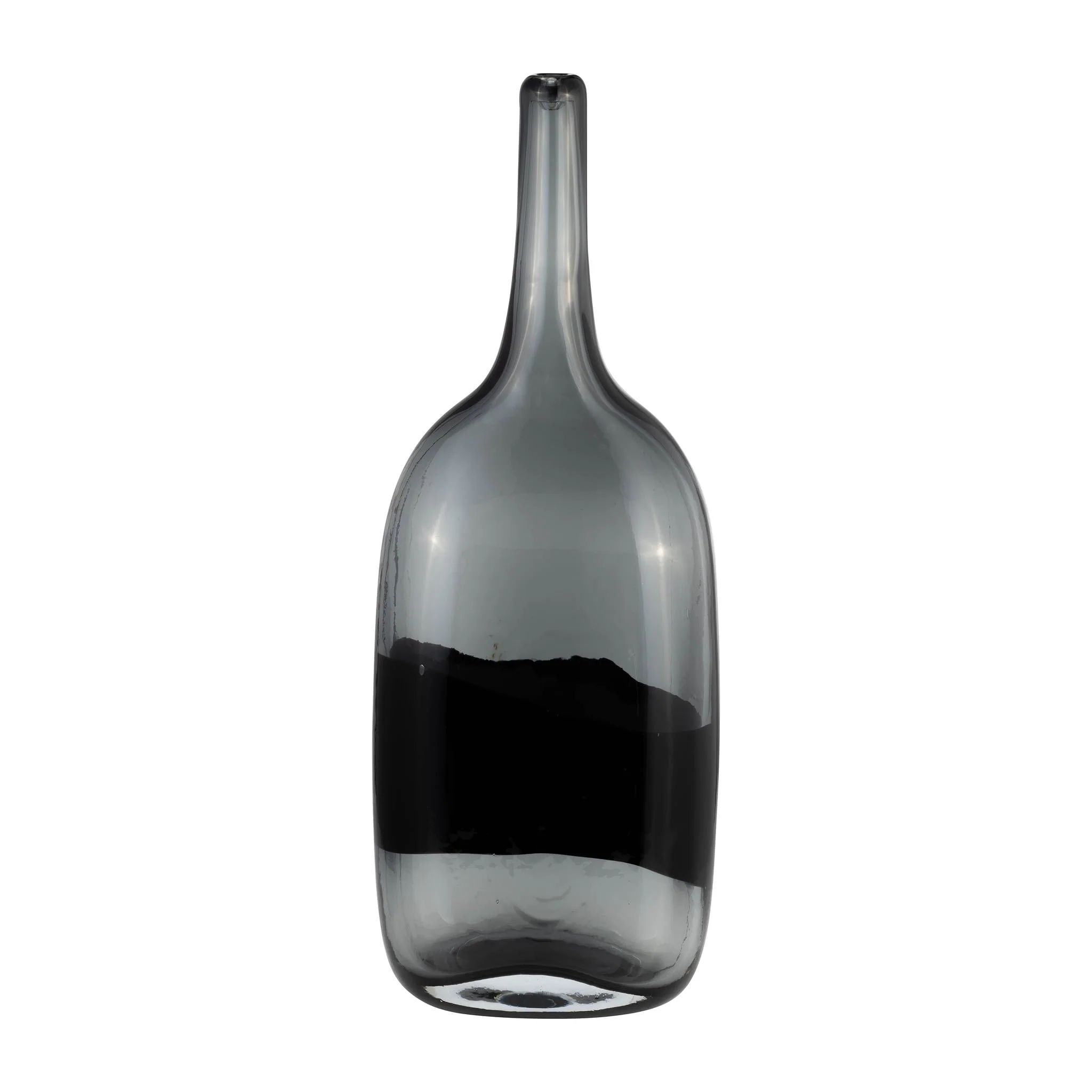 Glass, 15"h Long Neck 2-tone Vase, Smoke/black - Image 4