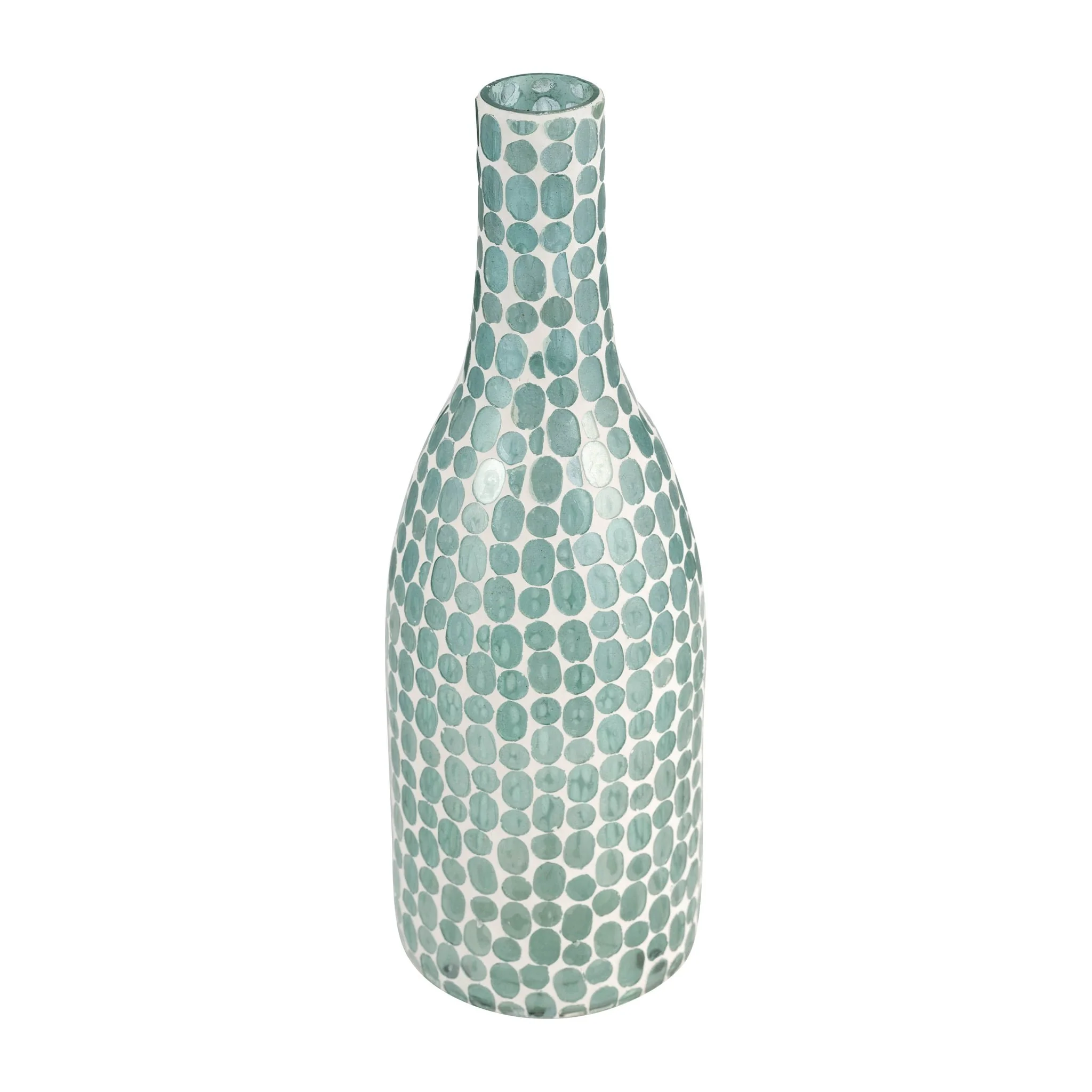 Glass, 15"h Mosaic Vase, Blue - Image 3