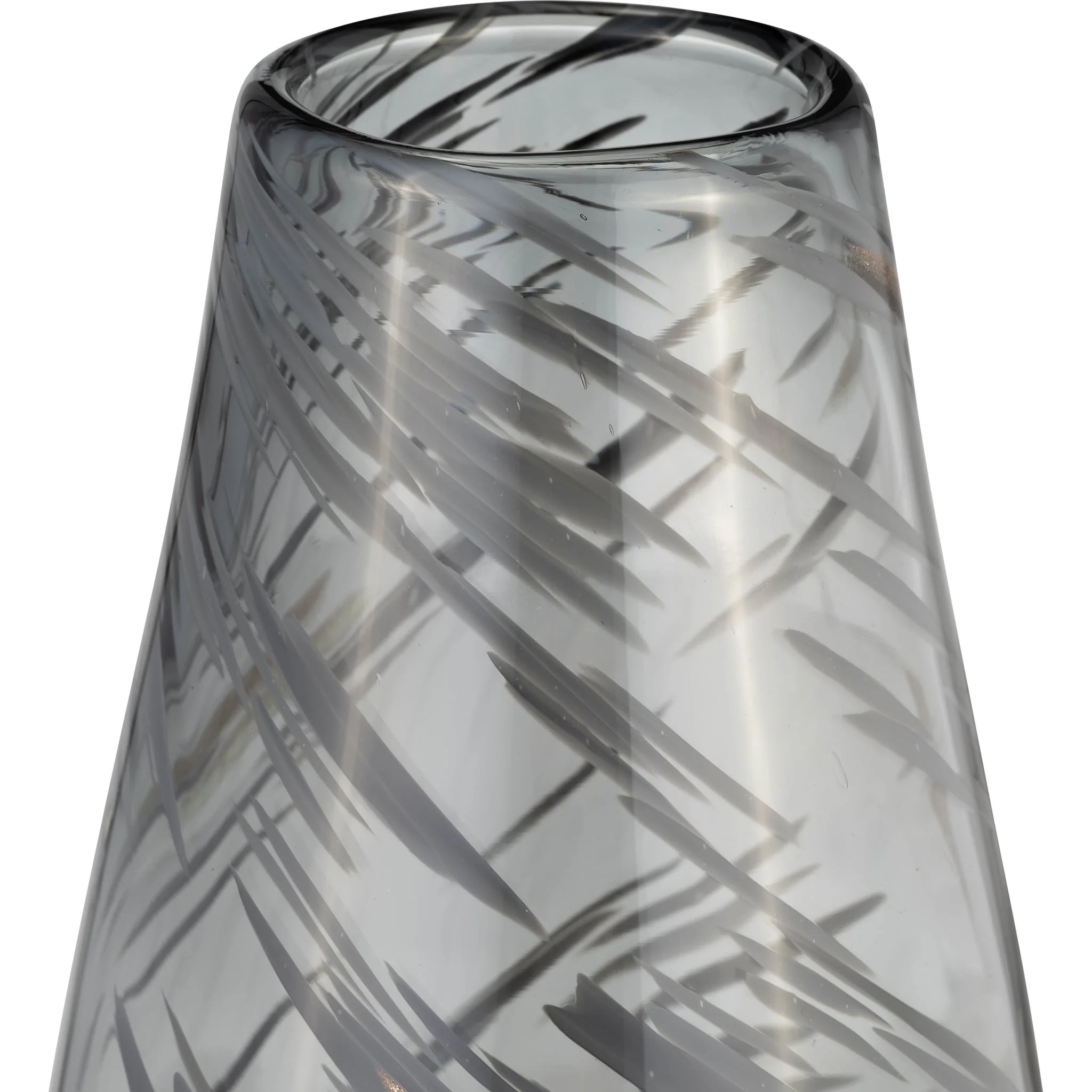 Glass, 15"h Swirl Vase, Black - Image 4