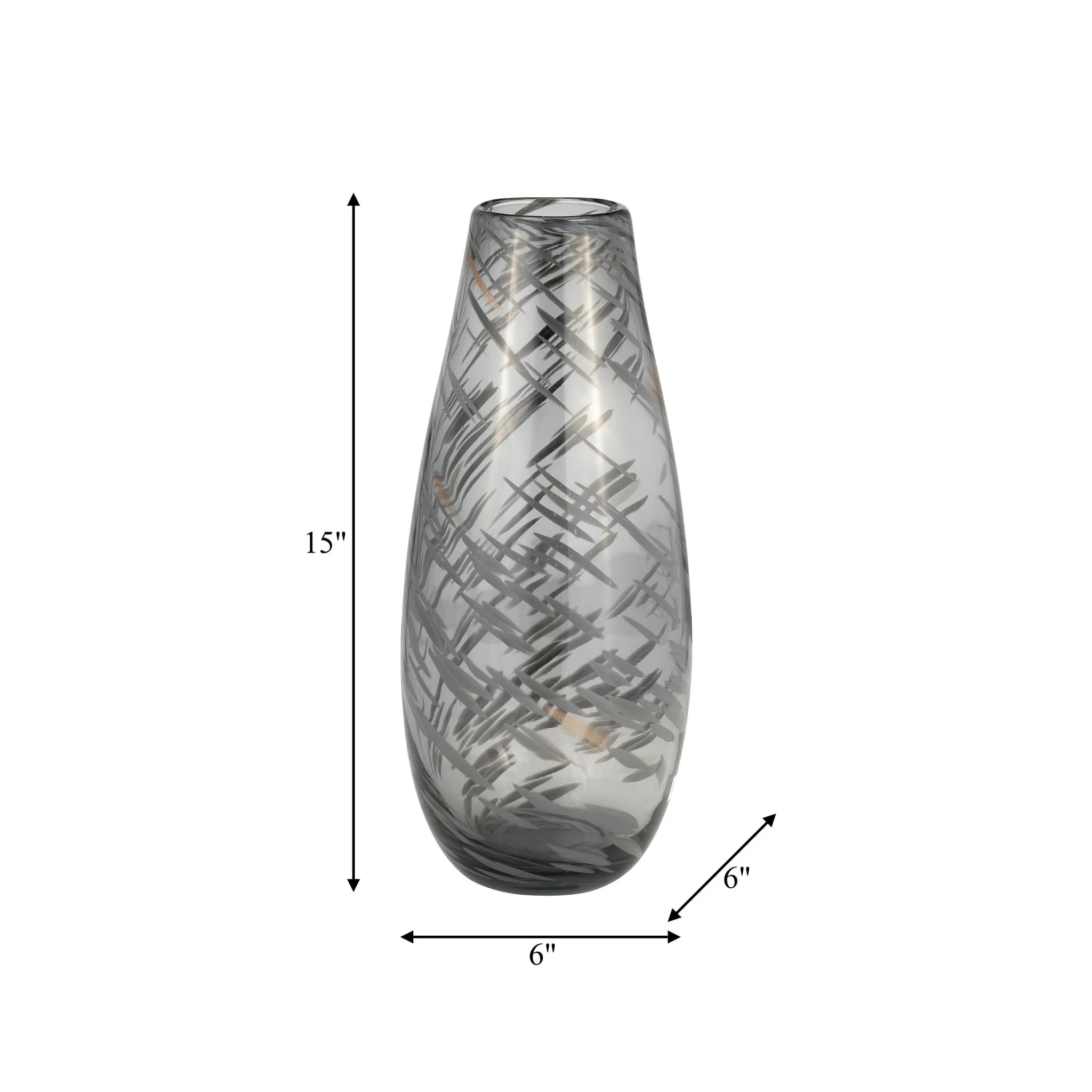 Glass, 15"h Swirl Vase, Black - Image 9