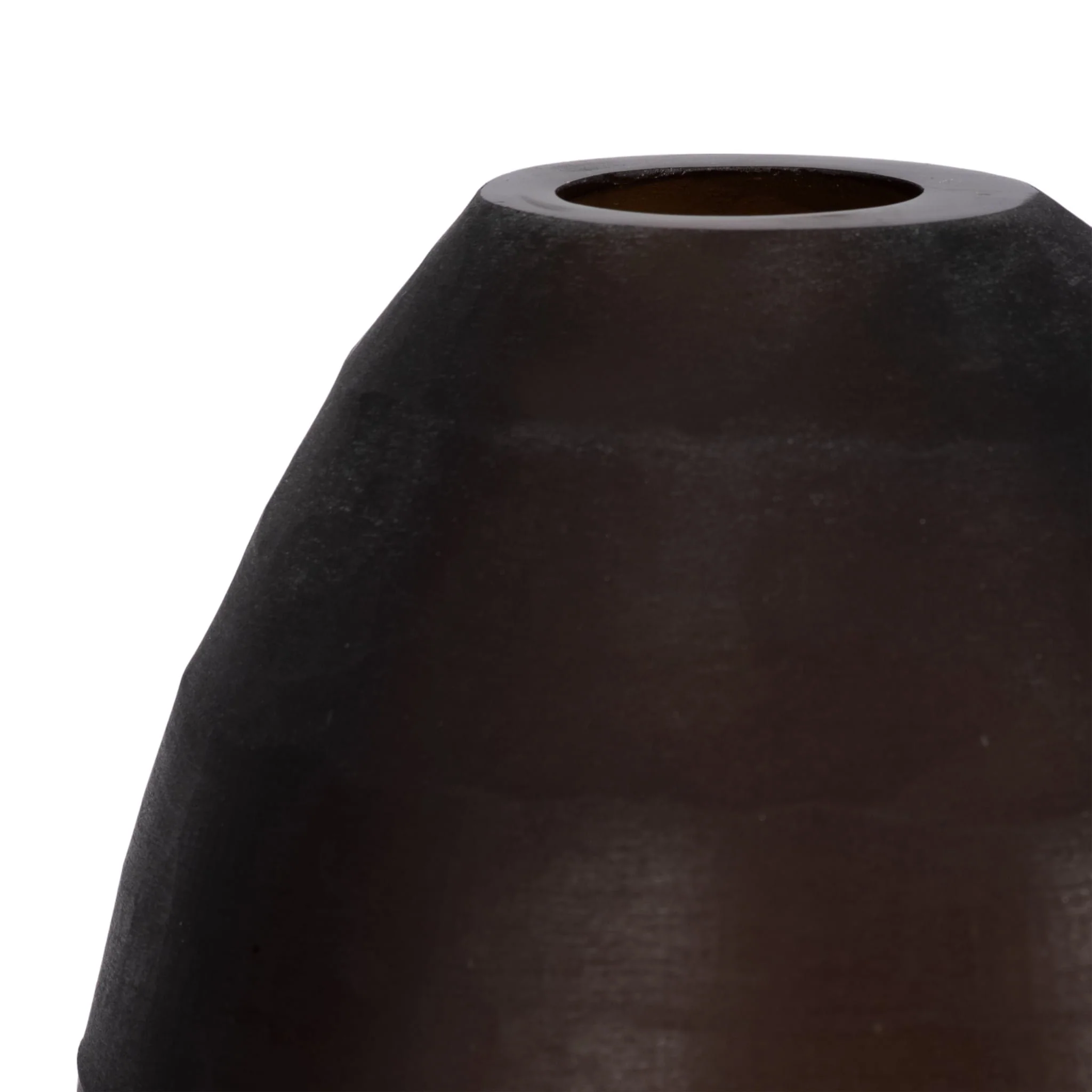 Glass, 17" Ridged Vase, Smokey Brown - Image 4