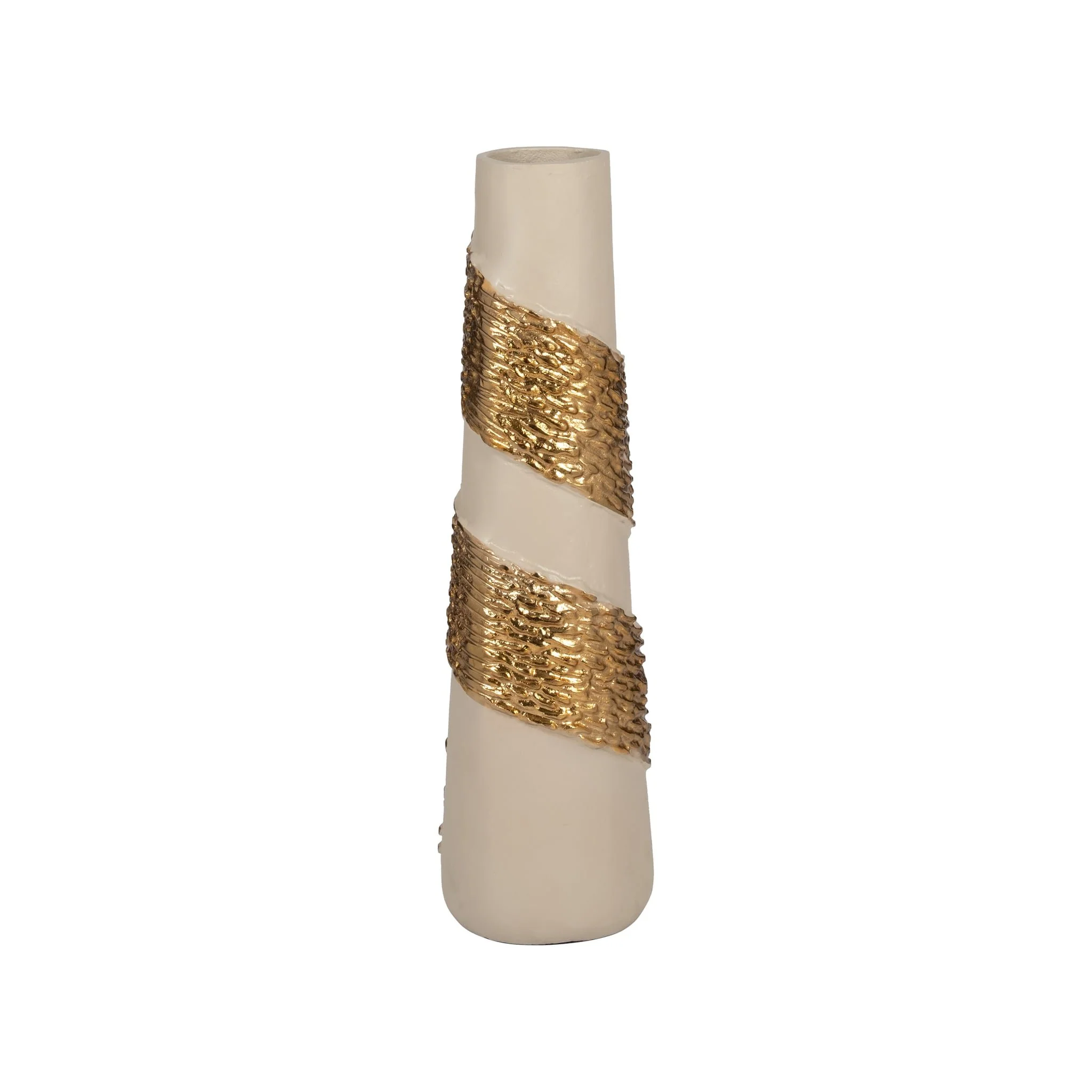 Glass, 18" Aluminum Wrapped Vase, White/gold - Image 2