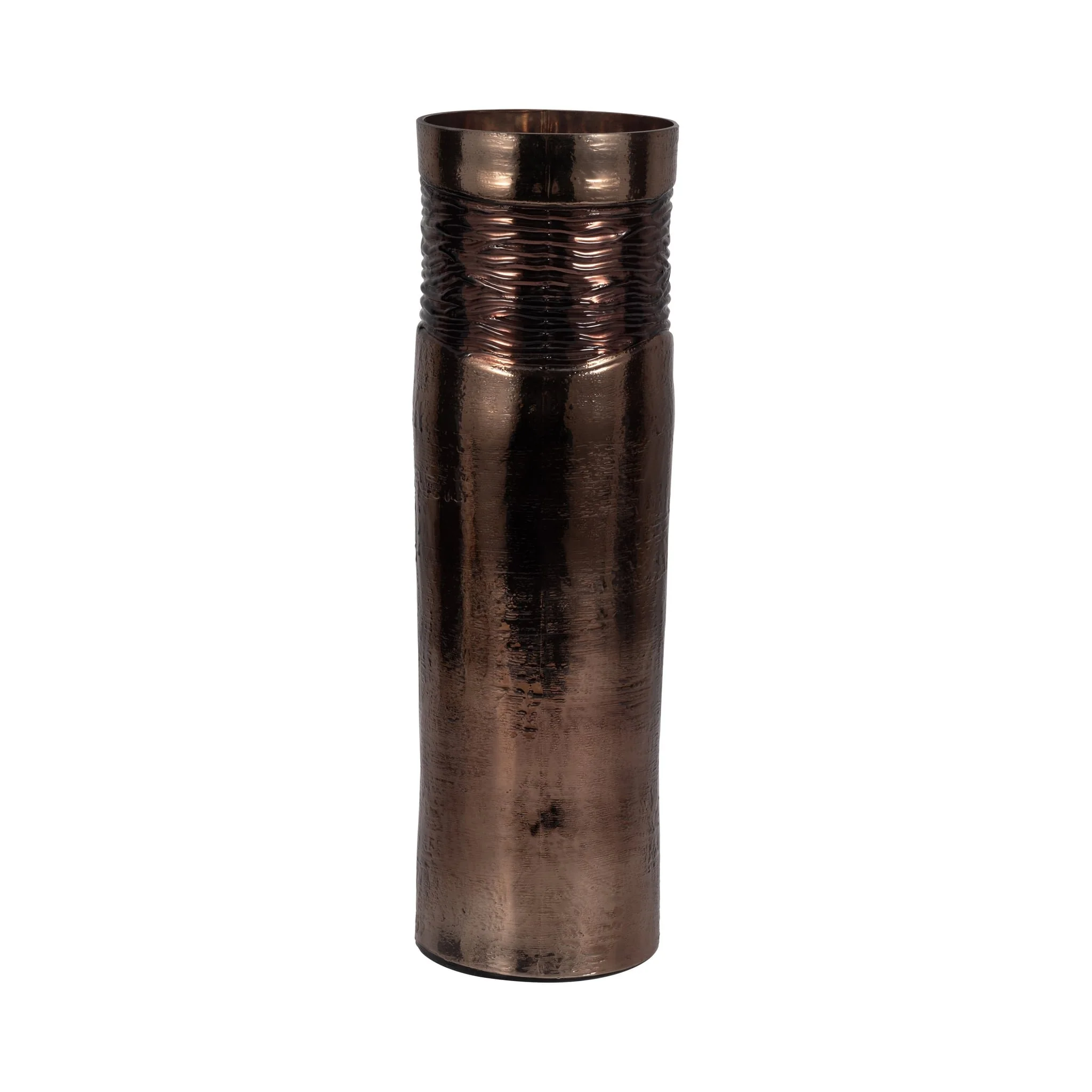 Glass, 18" Textured Enamel Vase, Bronze - Image 3