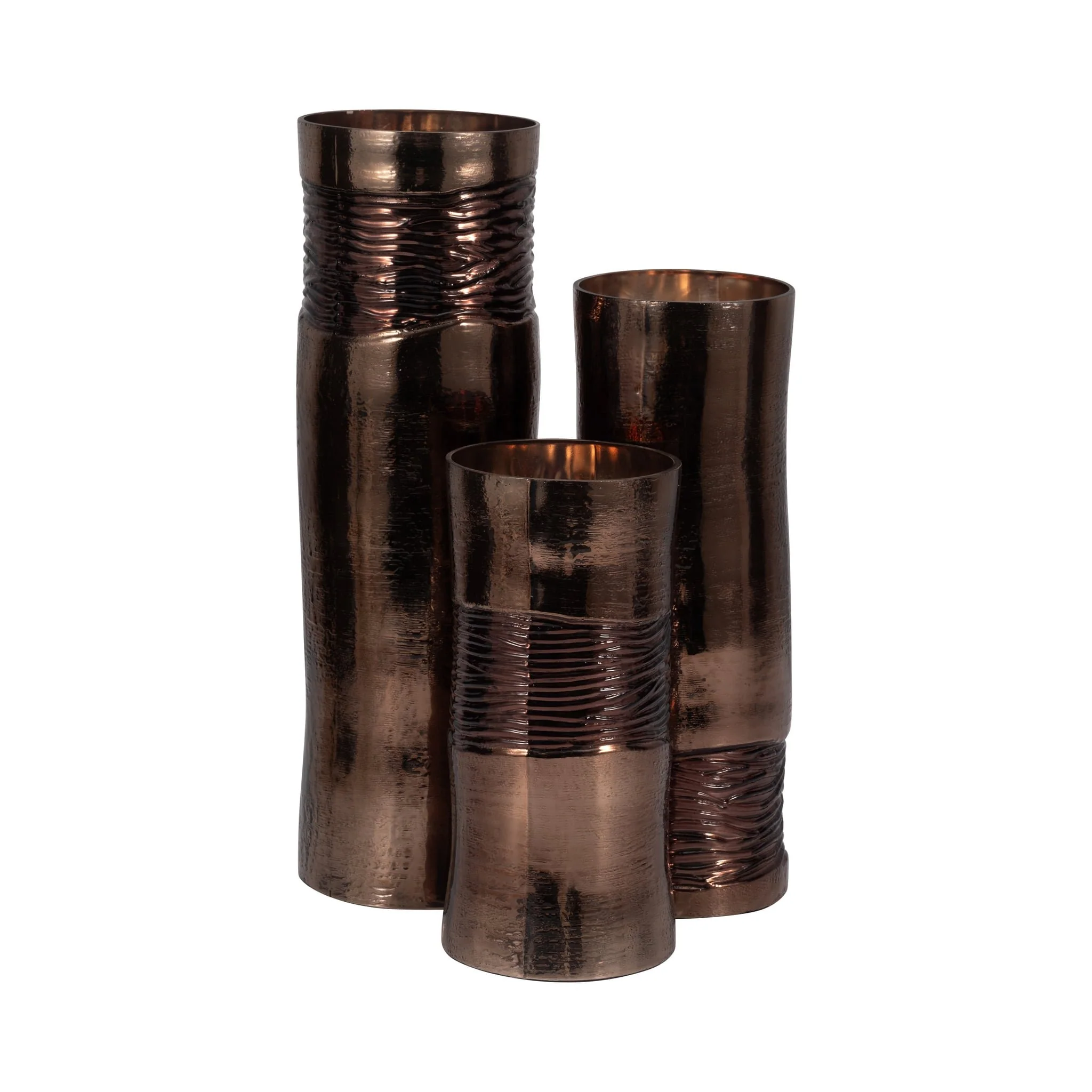 Glass, 18" Textured Enamel Vase, Bronze - Image 7