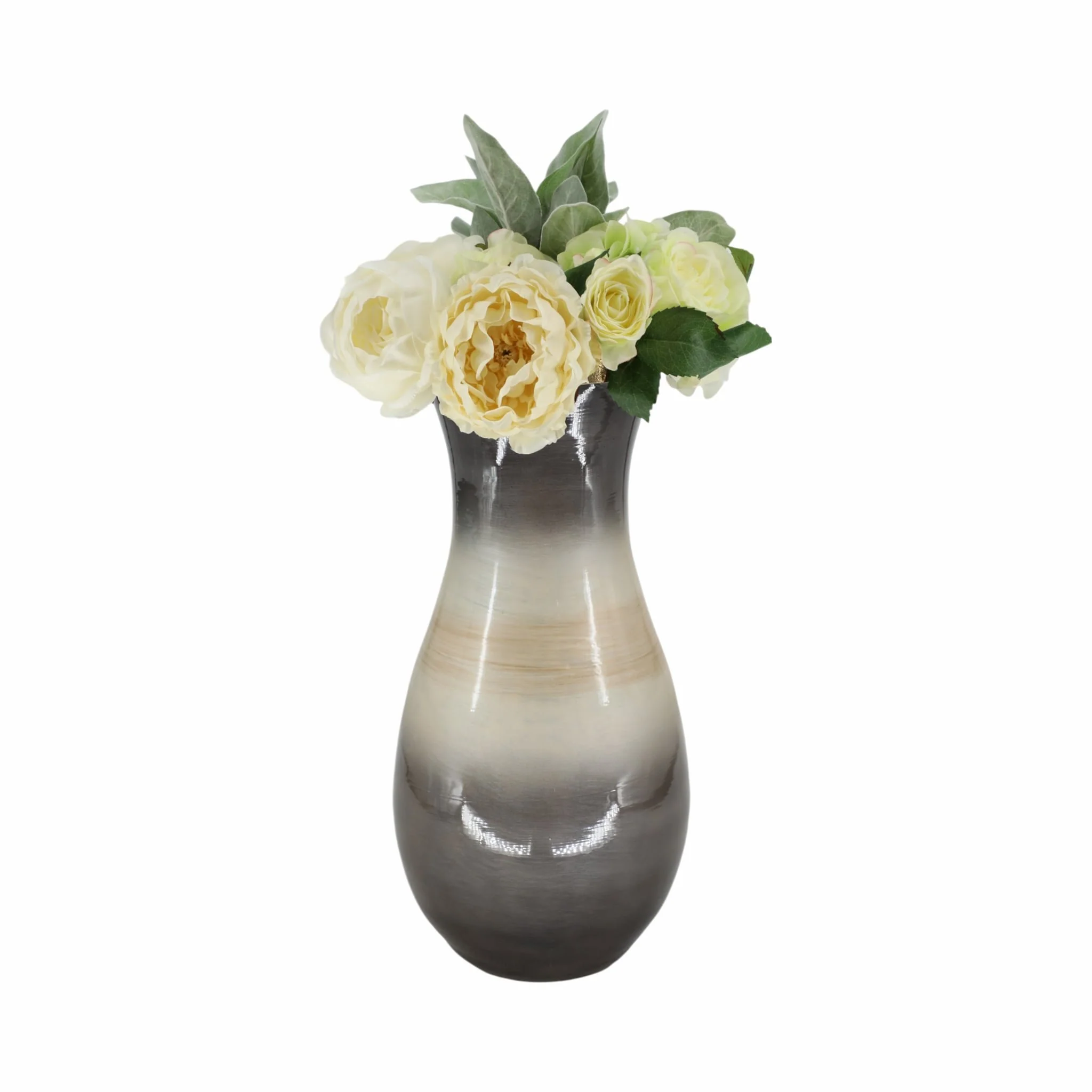 Glass, 18" Vase With Metal Rim, Multi - Image 2