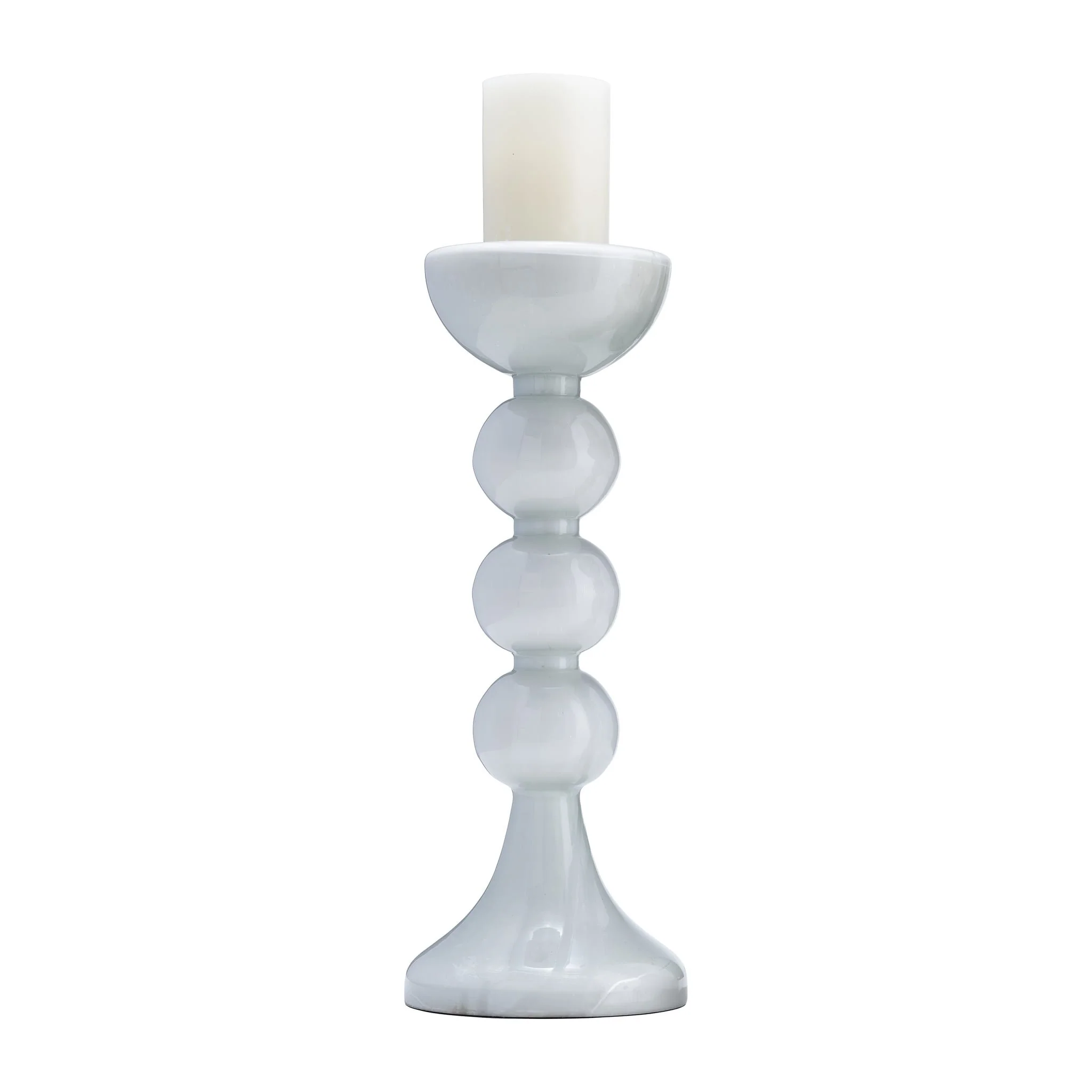 Glass, 18"h, Bubbly Candle Holder, Wht Enam - Image 2