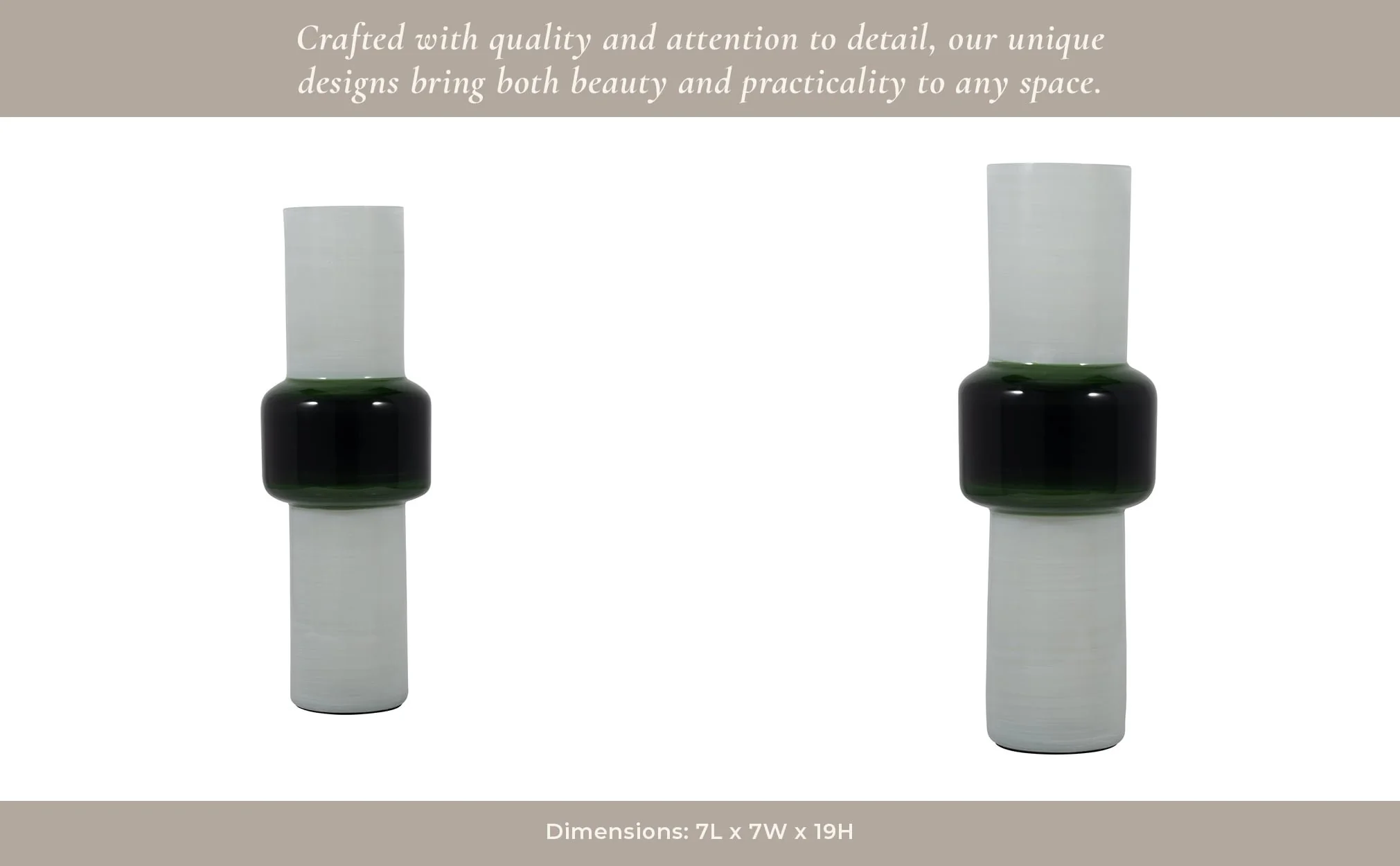 Glass, 19" Modern Cylinder Vase, White/green - Image 15