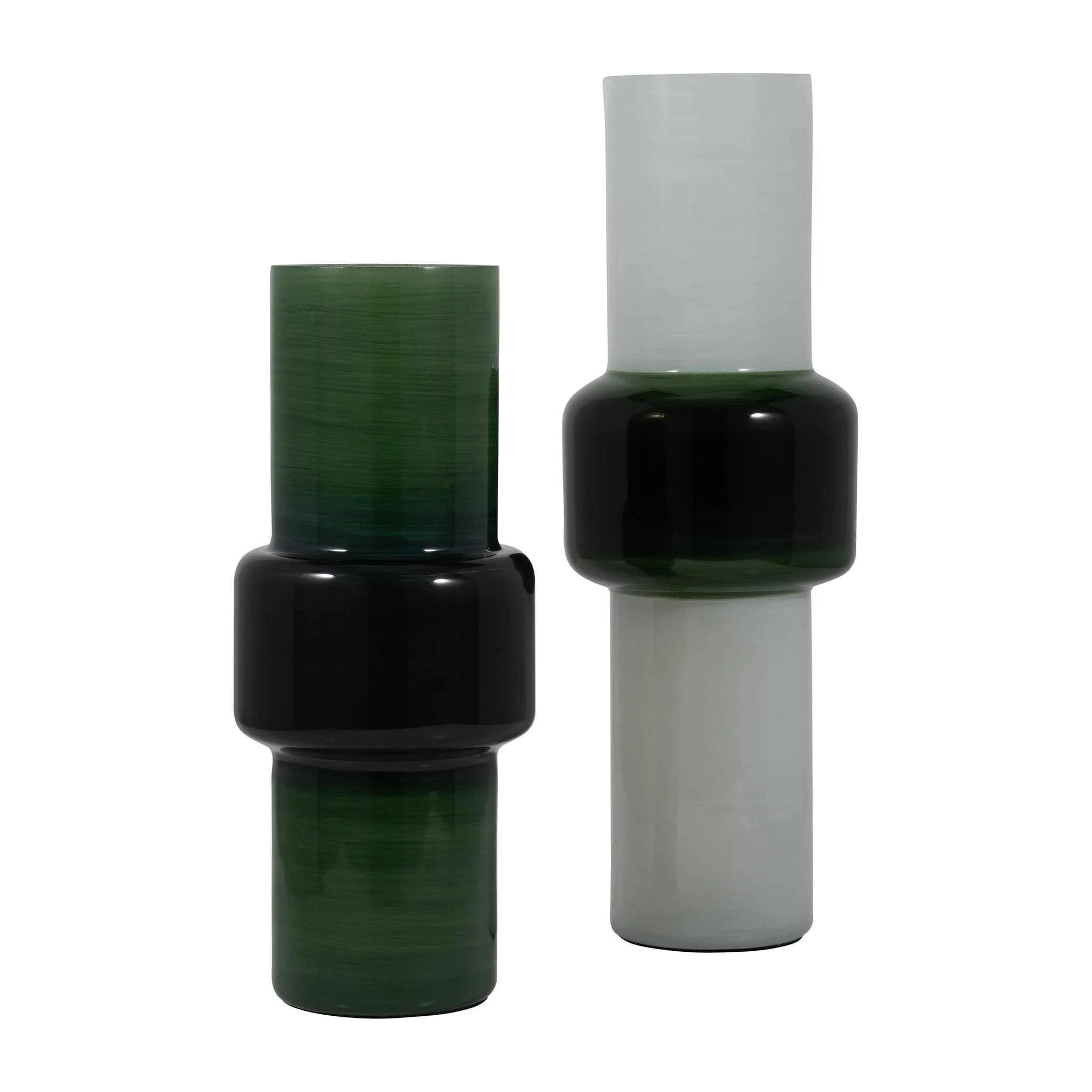 Glass, 19" Modern Cylinder Vase, White/green - Image 7