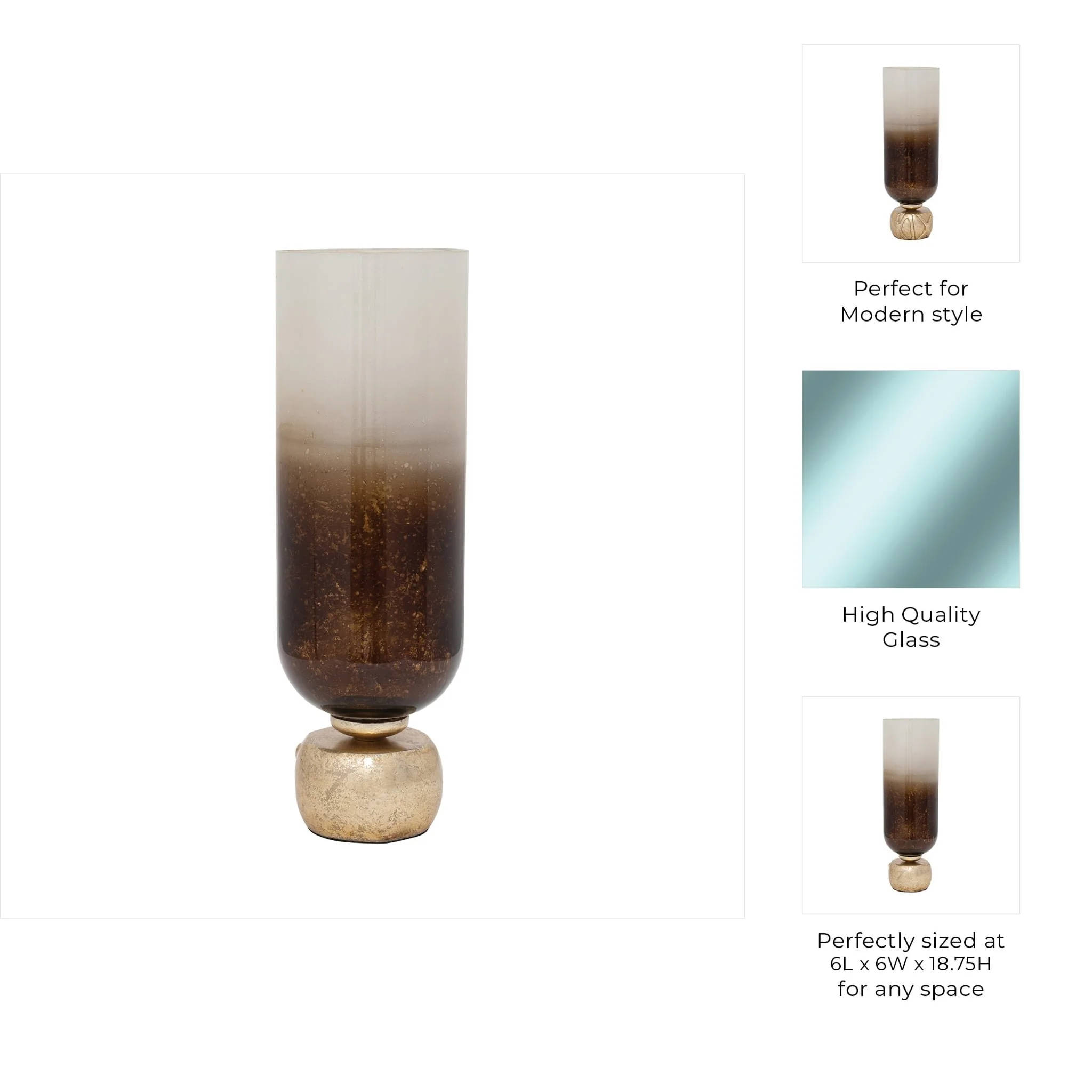 Glass, 19" Ombre Candleholder On Base, Ivory/gold - Image 9