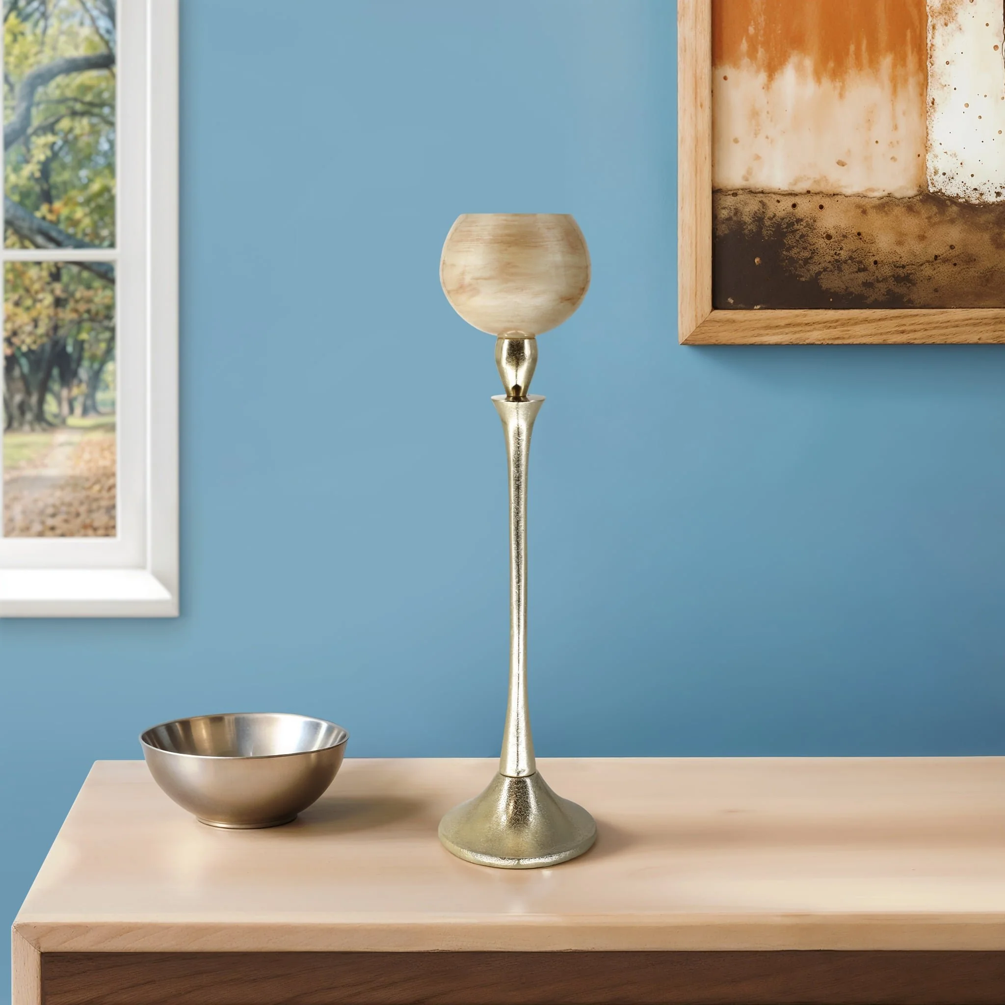 Glass 20" Goblet Votive Holder, Opal - Image 9