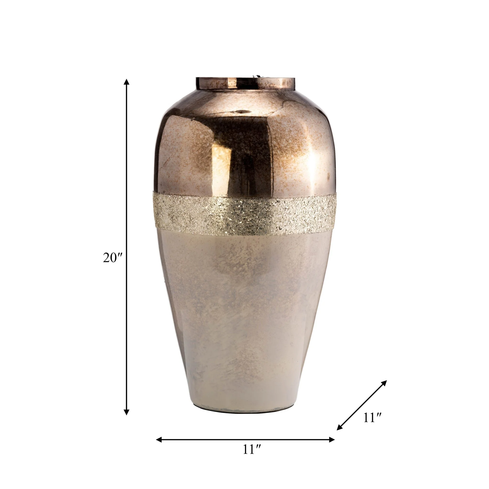 Glass, 20" Metallic Vase, Champagne - Image 9
