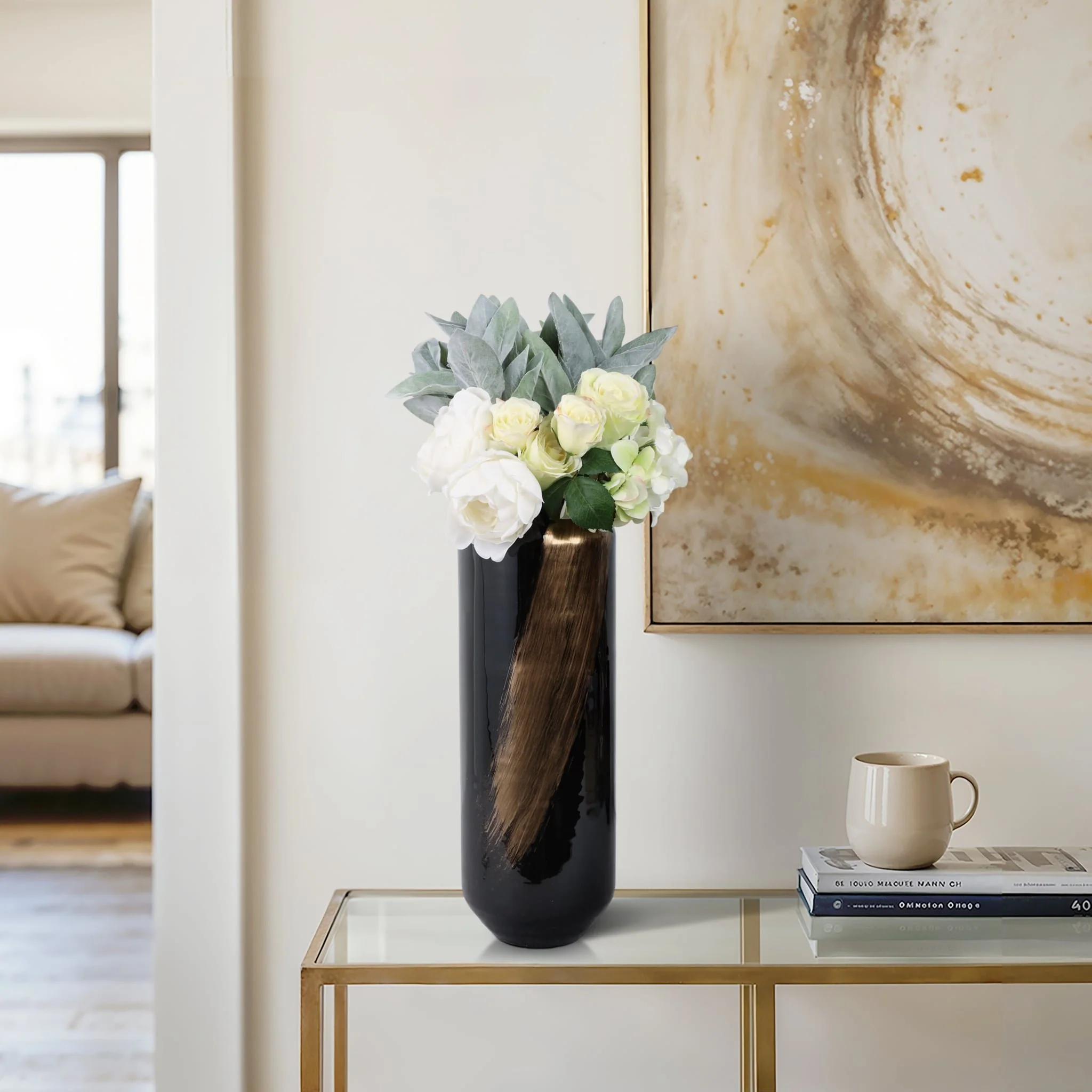 Glass,20",star Dust Vase,gold/black(golden Swooch) - Image 11