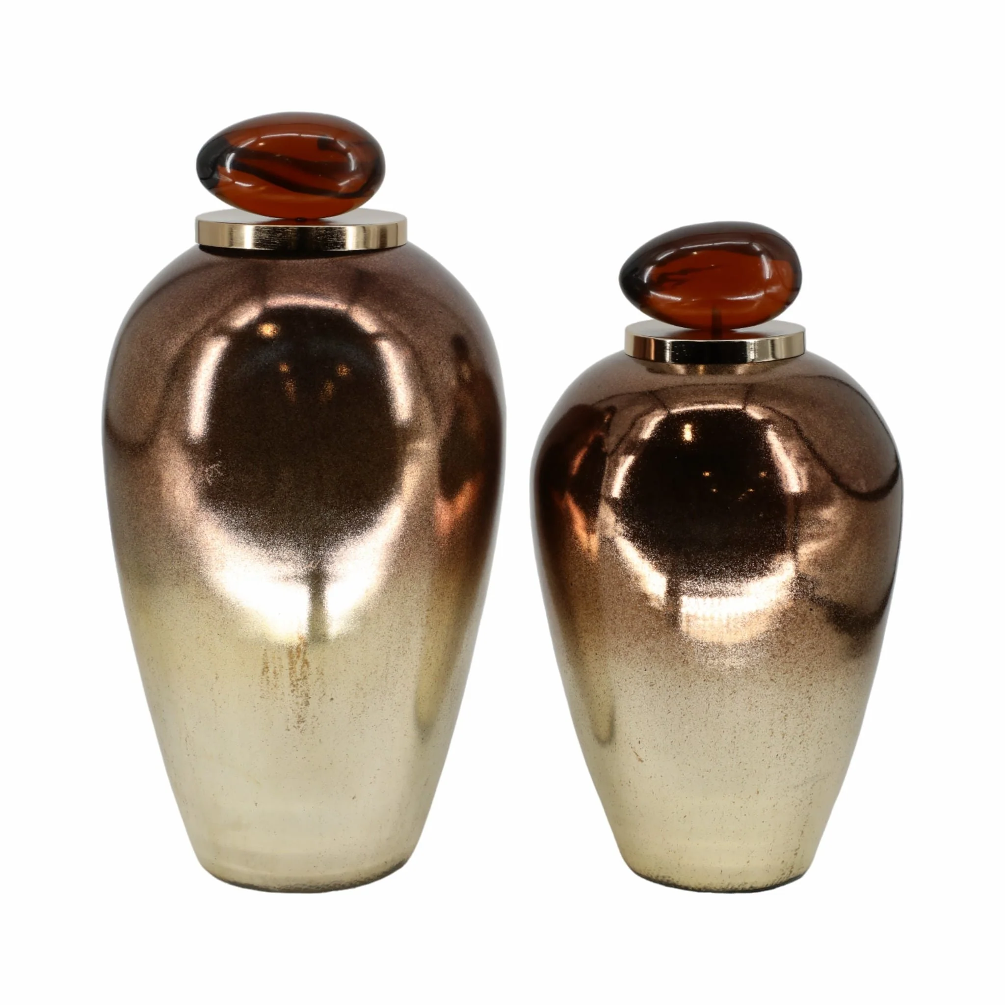 Glass, 20" Temple Vase W/ Resin Topper, Copper - Image 7