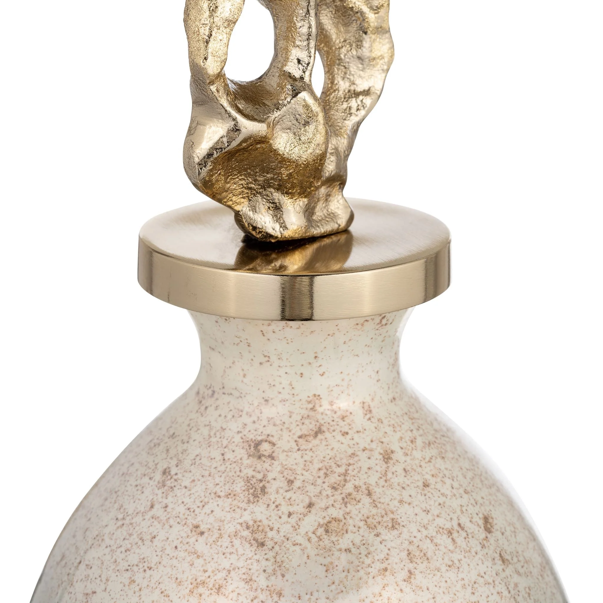 Glass, 20"h Metal Vase Tribal Topper, Gold - Image 5