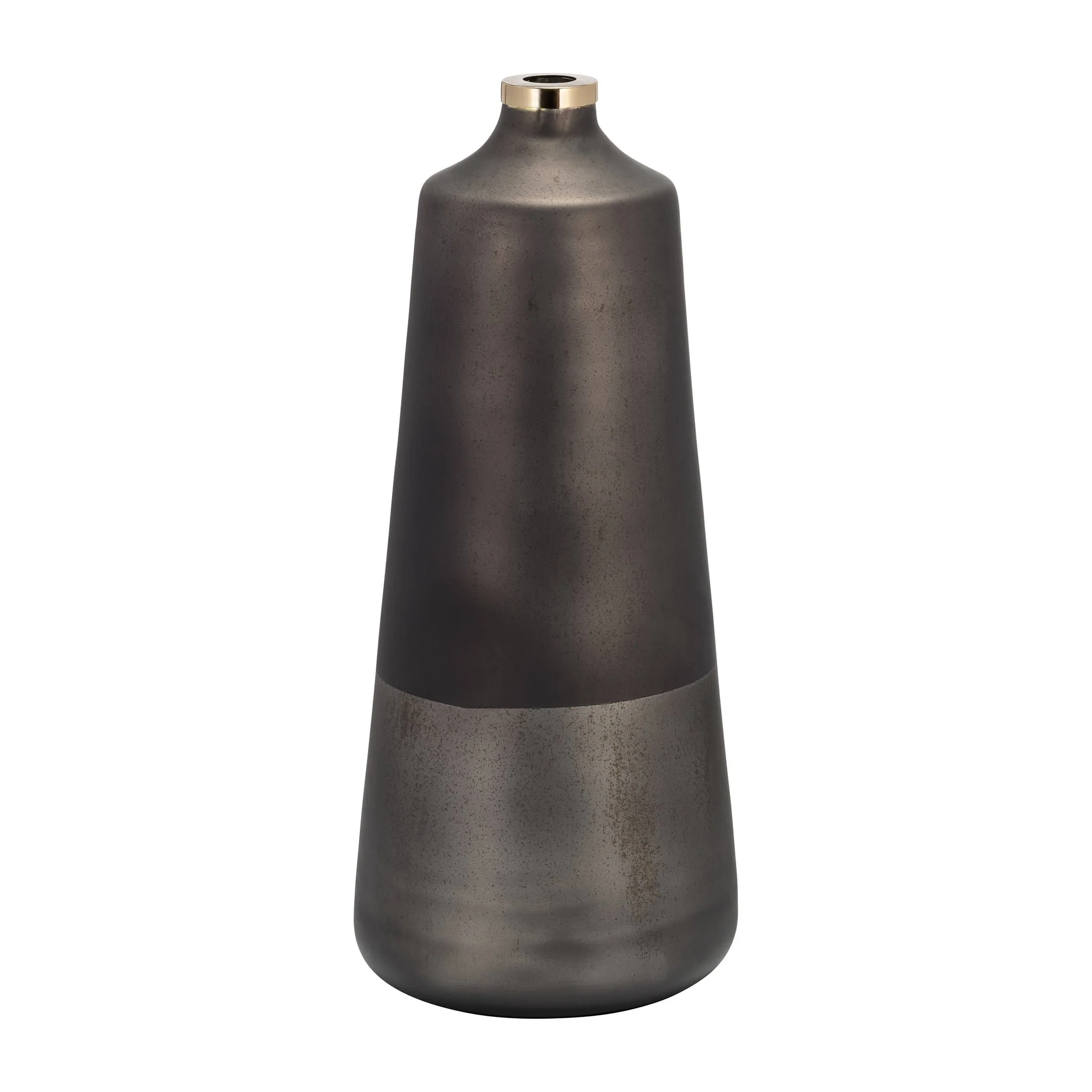 Glass,21"h Vase W/ring, Bronze