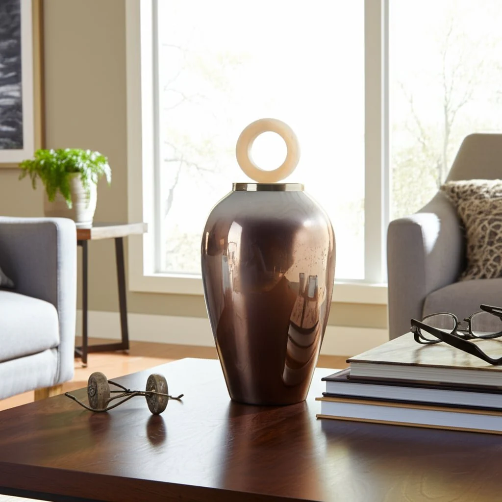 Glass, 22" Vase Round Resin Topper, Copper - Image 11