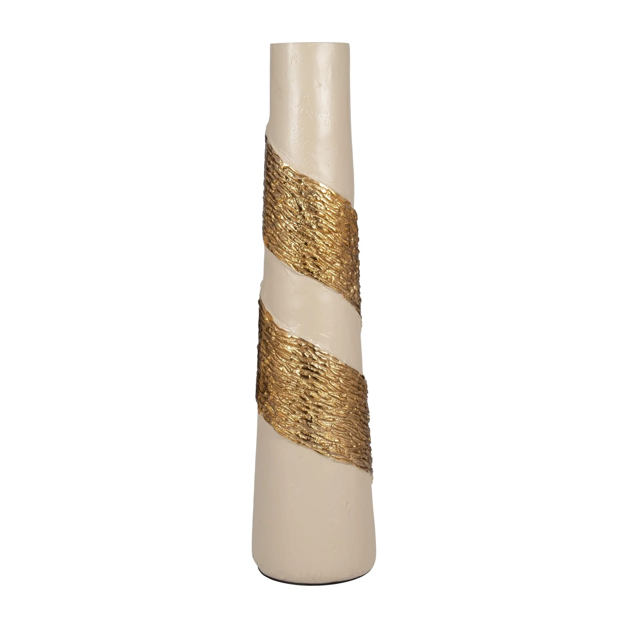 Glass, 26" Aluminum Wrapped Vase, White/gold - Image 2