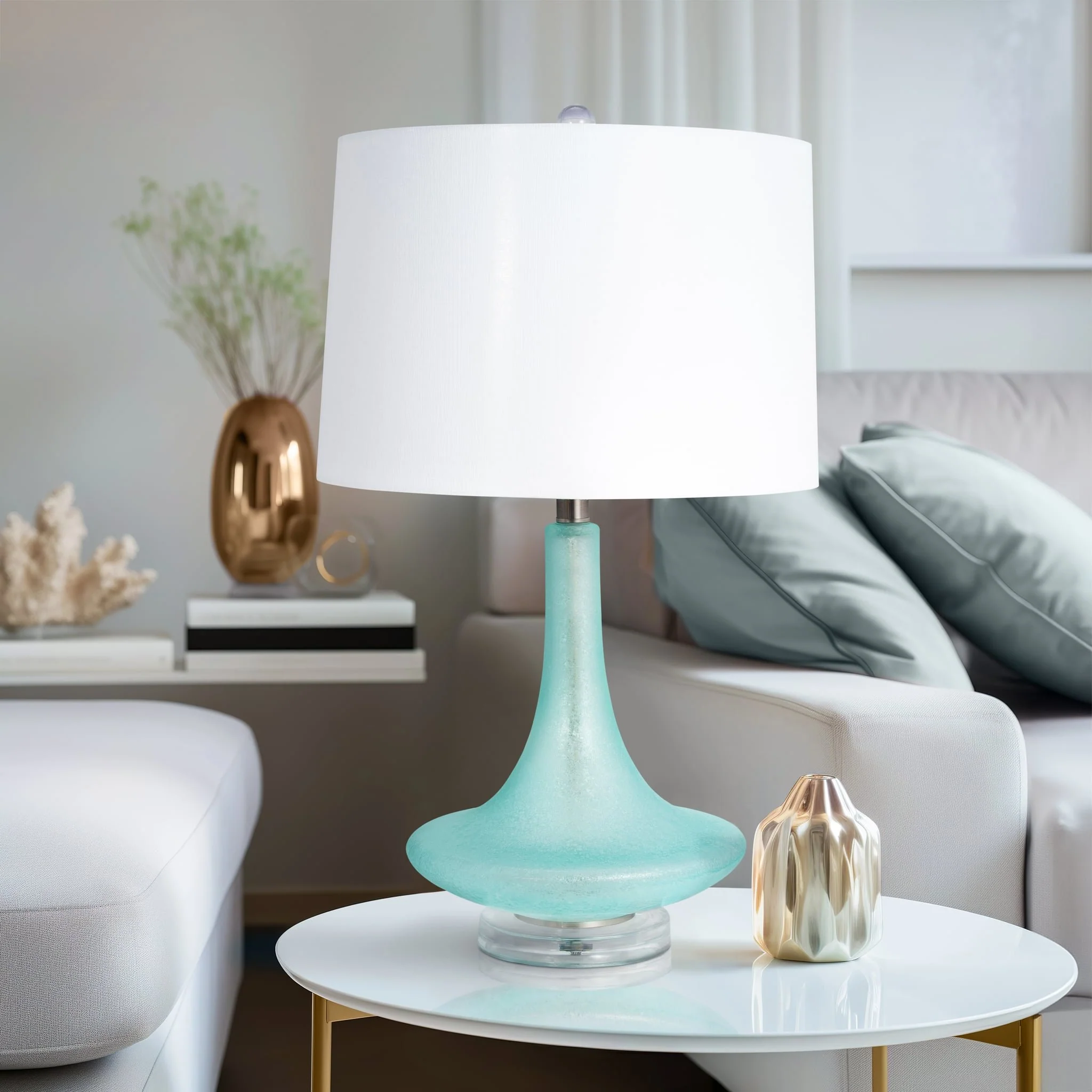 Glass 26" Table Lamp, Green - Image 10