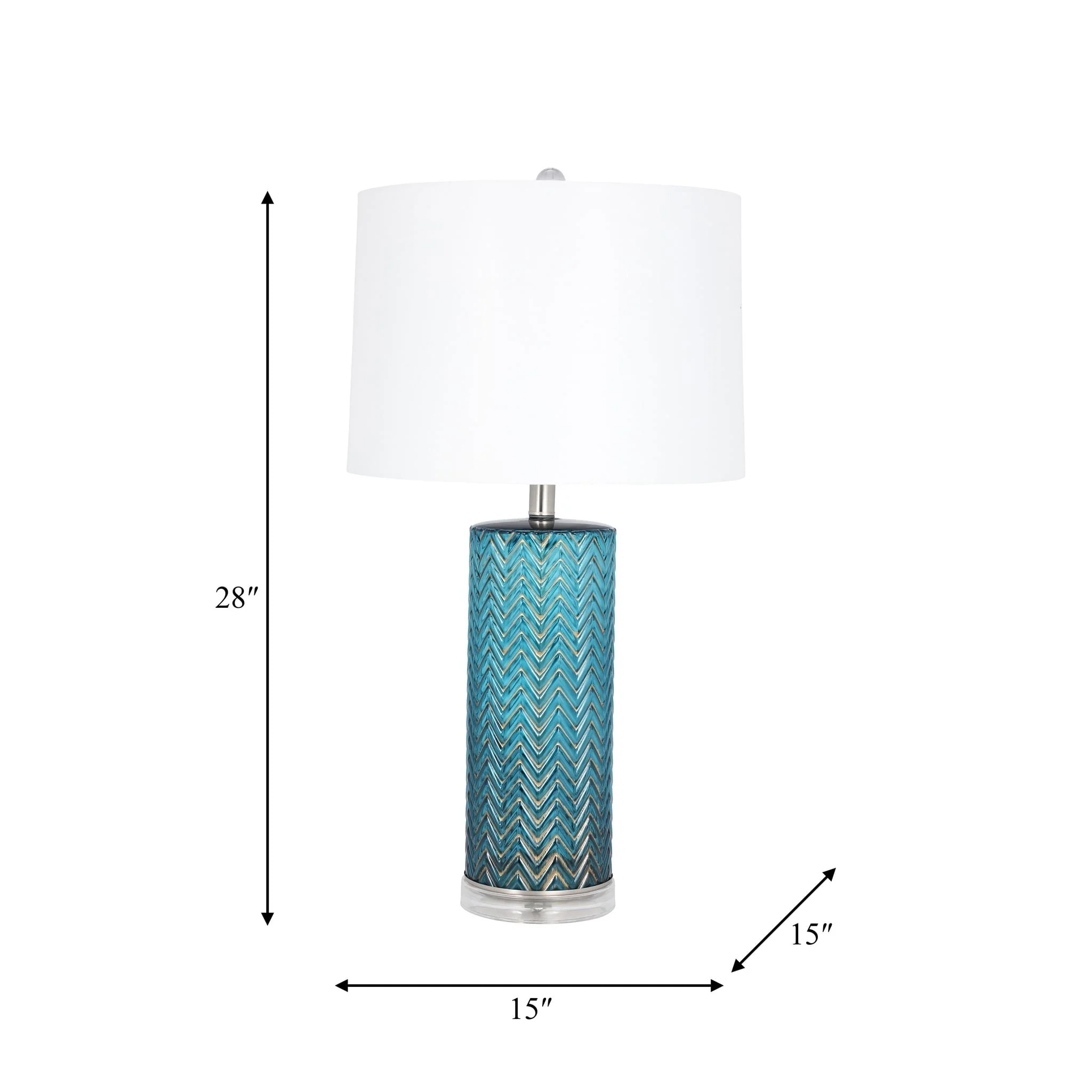 Glass 28"  Chevron Table Lamp, Blue - Image 9