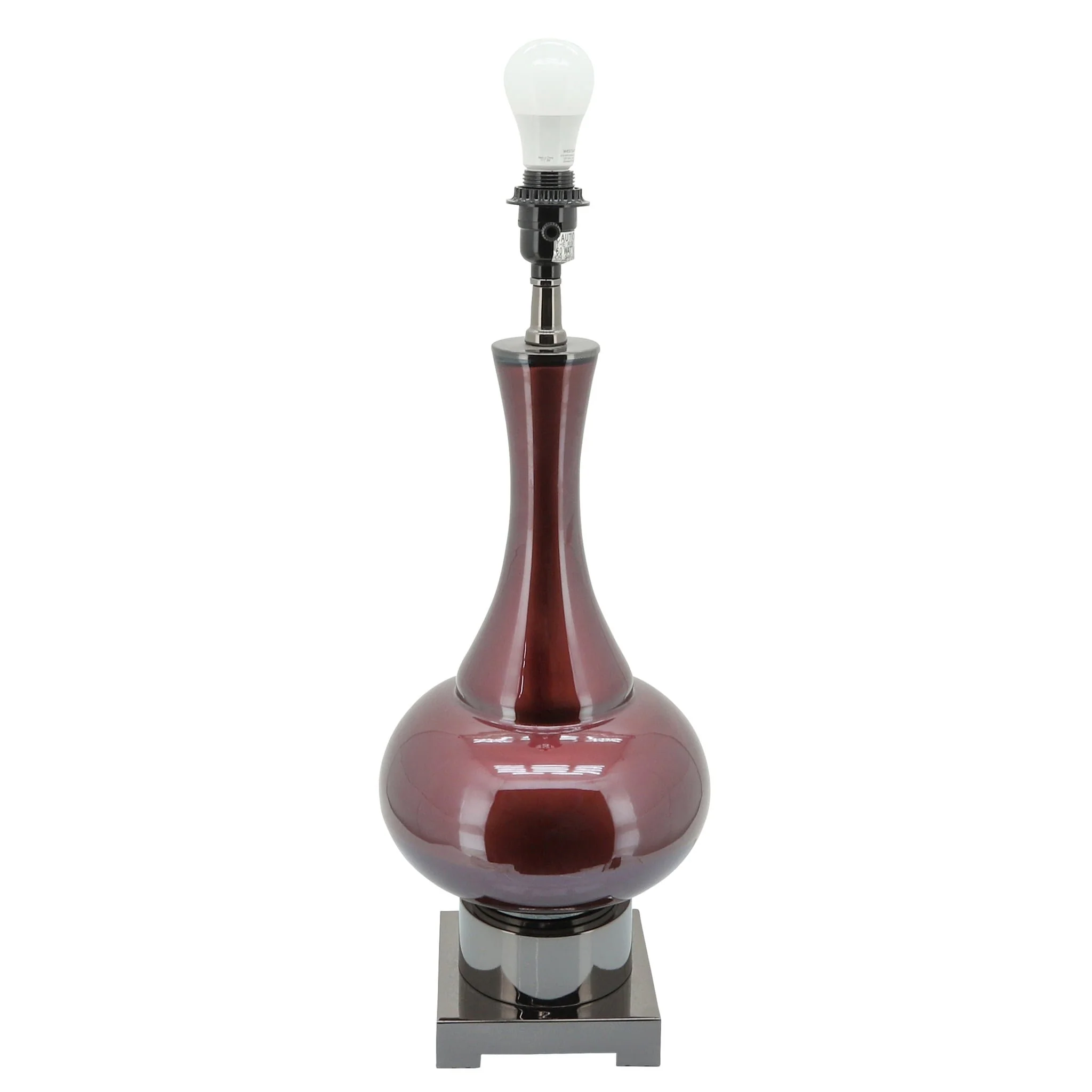 Glass 31" Genie Bottle Table Lamp, Burgundy - Image 3