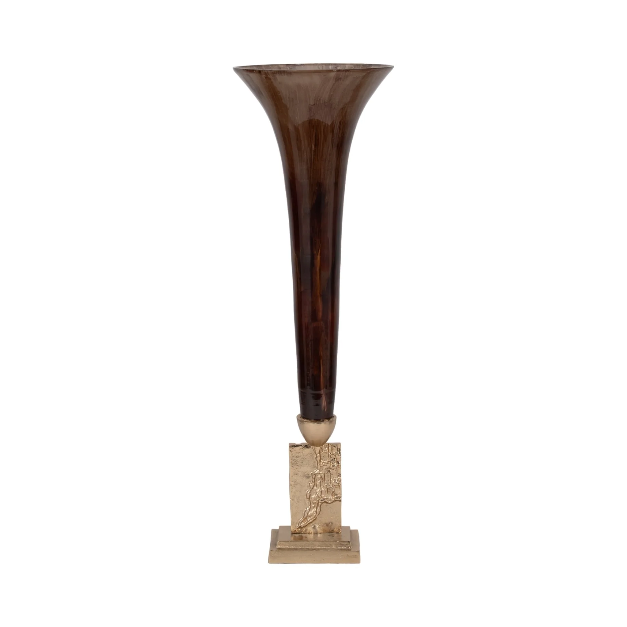 Glass, 31" Trumpet Vase, Bronze