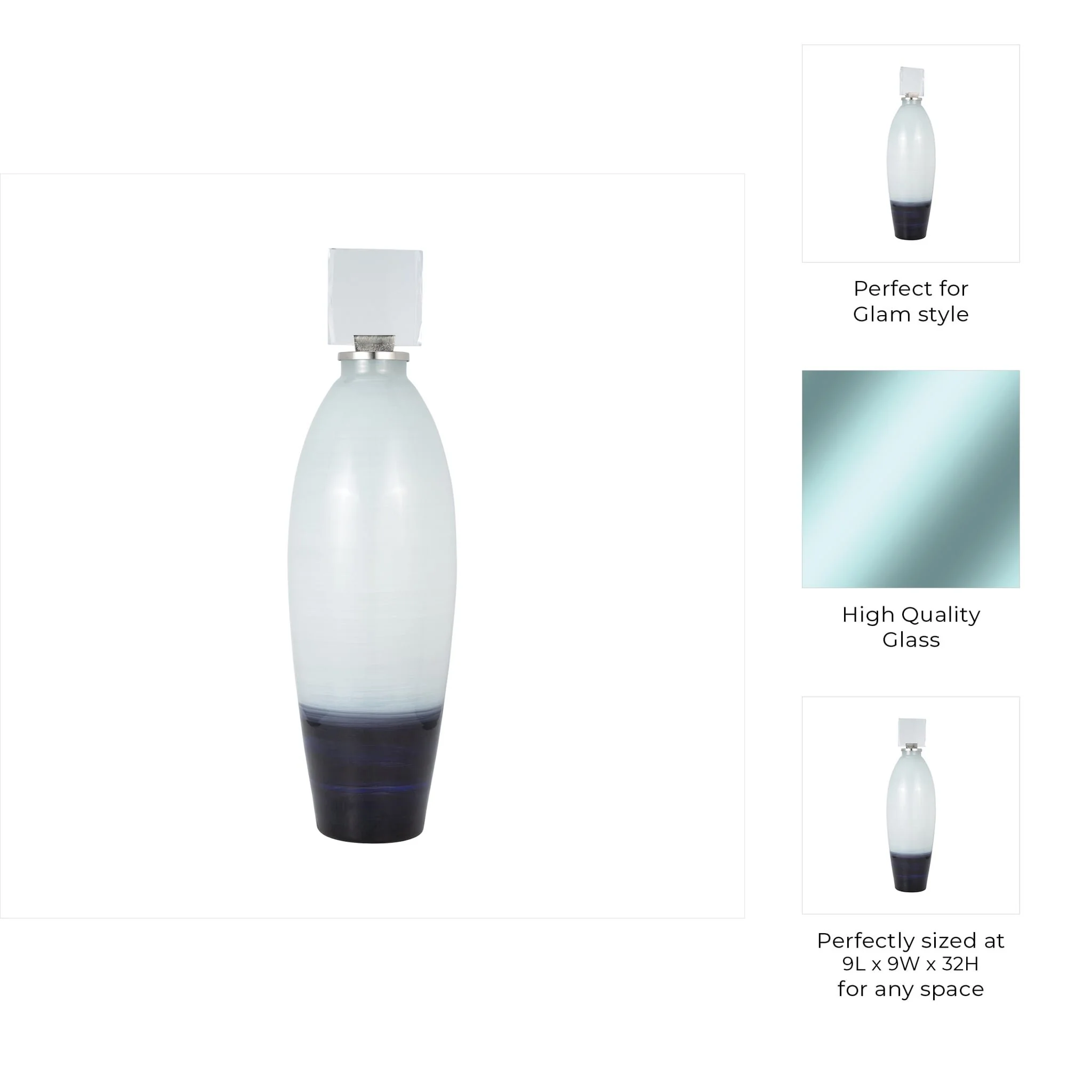 Glass, 32" Vase Acrylic Detail, 2-tone White - Image 9