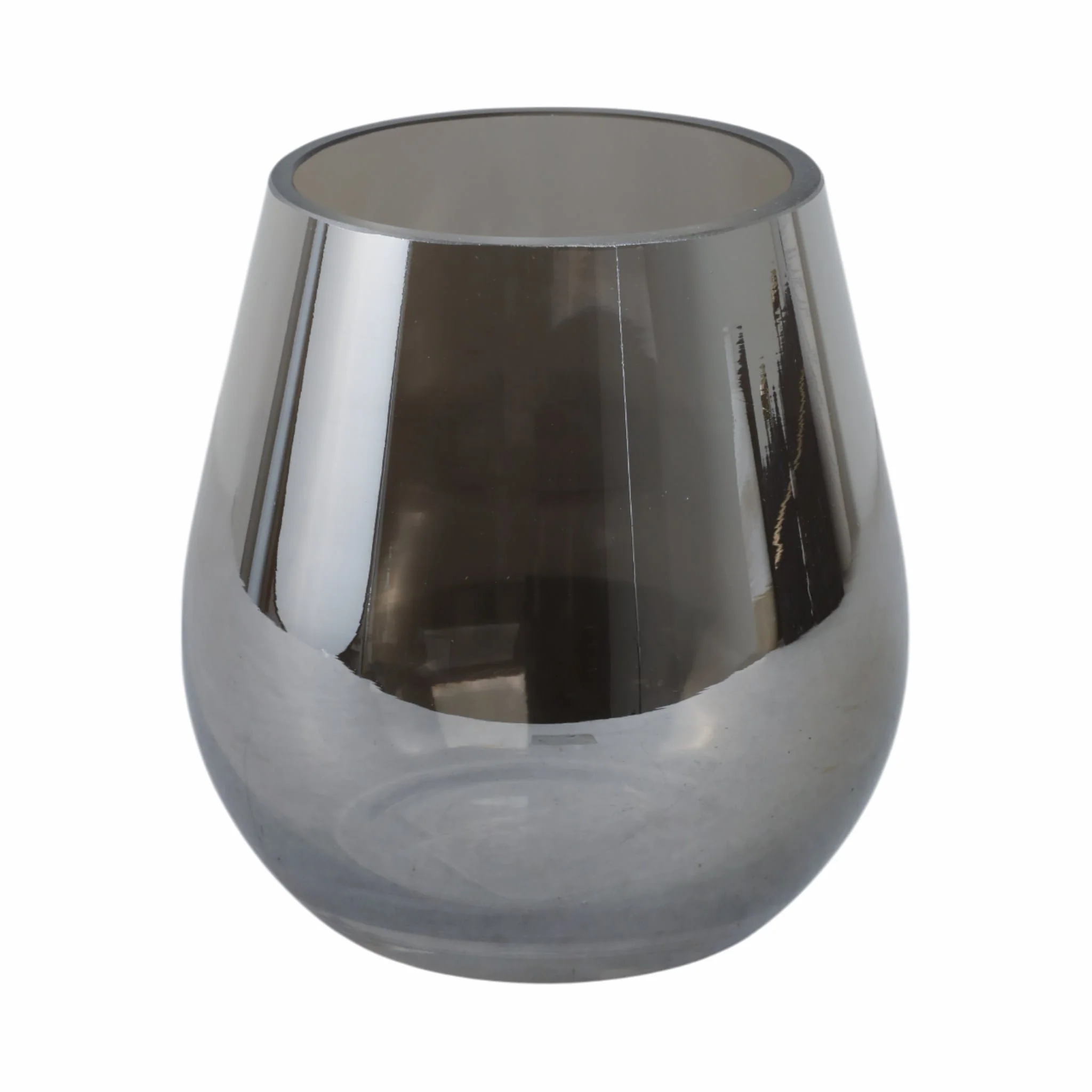 Glass 6"h Metallic Vase, Silver - Image 3