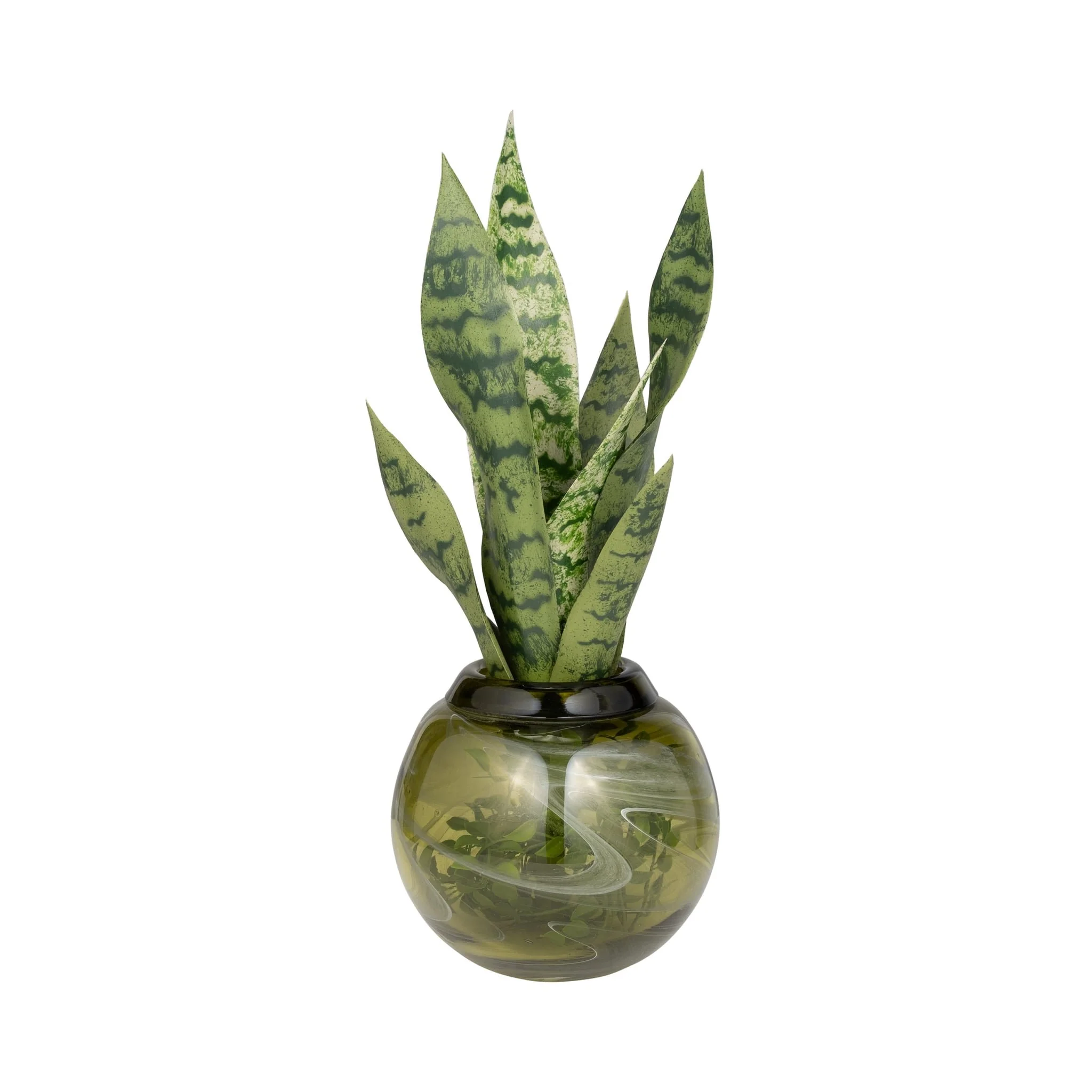 Glass, 7" Bowl Green Swirl - Image 7