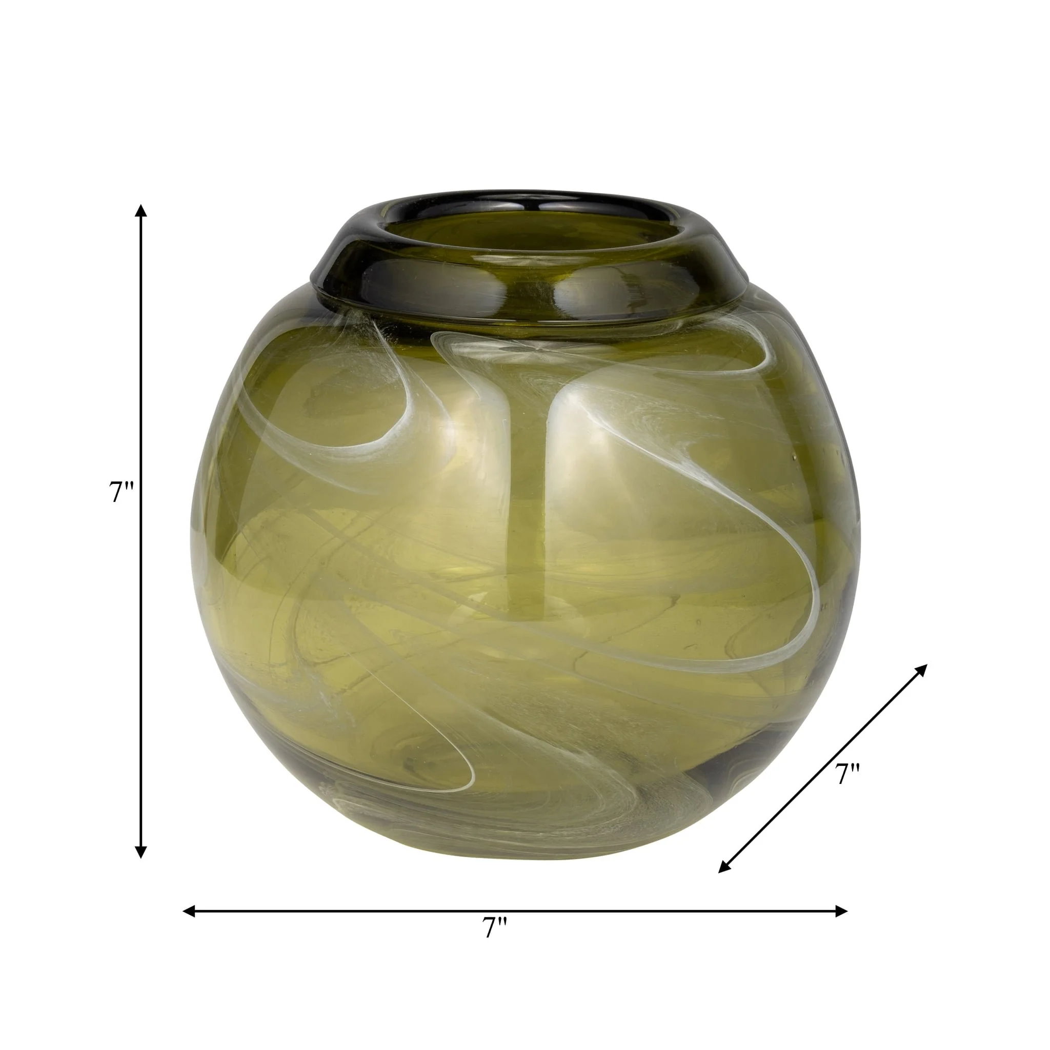 Glass, 7" Bowl Green Swirl - Image 9